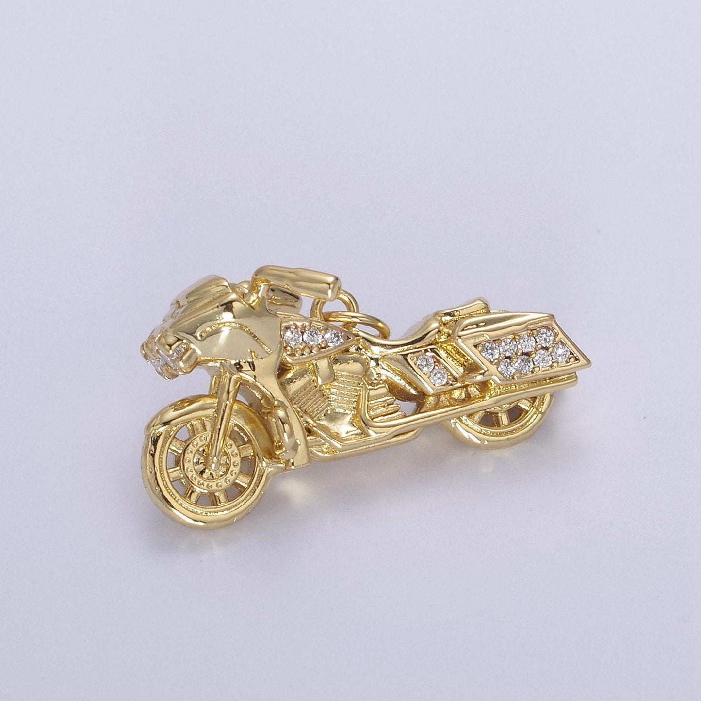 Gold motorcycle charm 3d motorcycle pendant, biker charm, detailed motorcycle pendant n-648