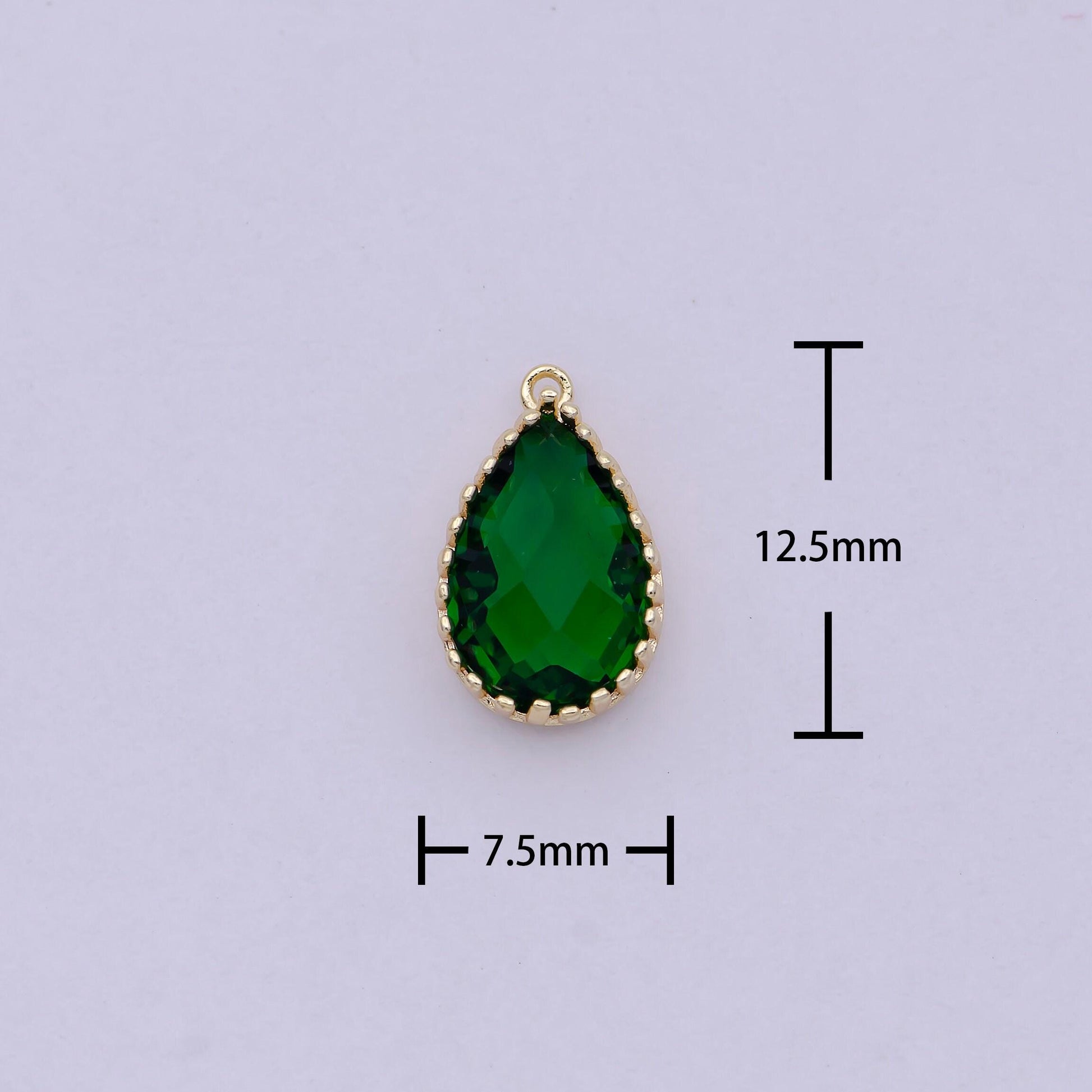 Emerald green charm teardrop amulet tear drop pendant, diy fashion jewelry craft supply necklace bracelet earring | n-457