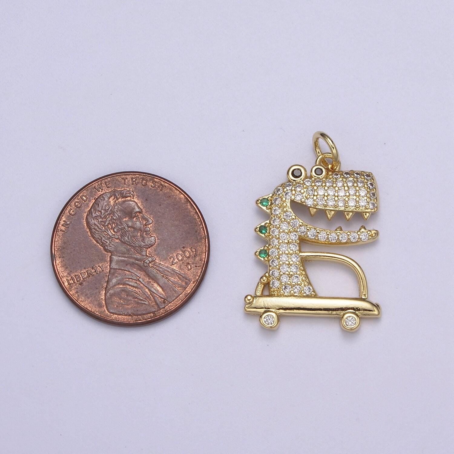 Dainty gold cute dinosaur charms, gold dinosaur tyrannosaurus rex charm men women unisex kids jewelry for bracelet necklace earring supply
