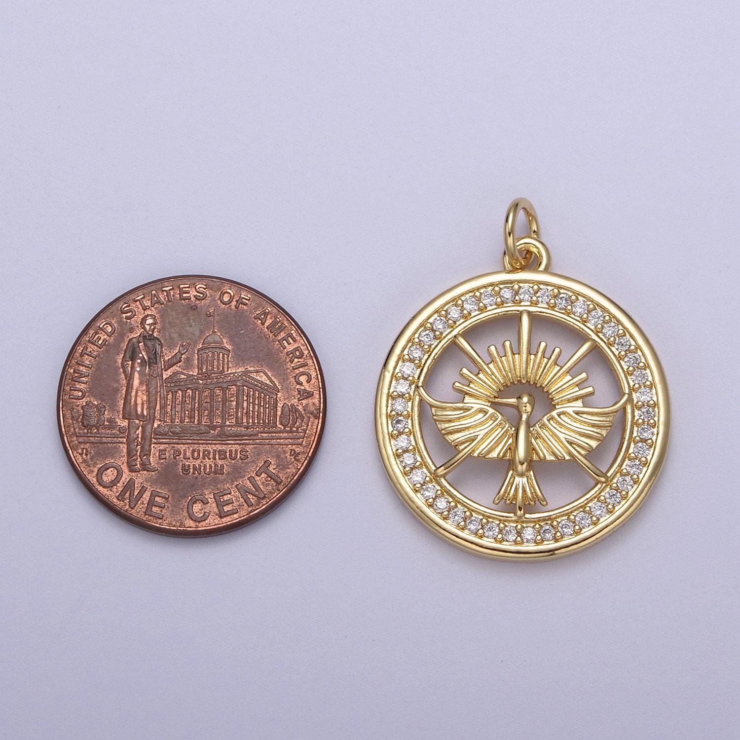 Gold holy spirit dove pendant necklace holy spirit religious necklace charm n-419