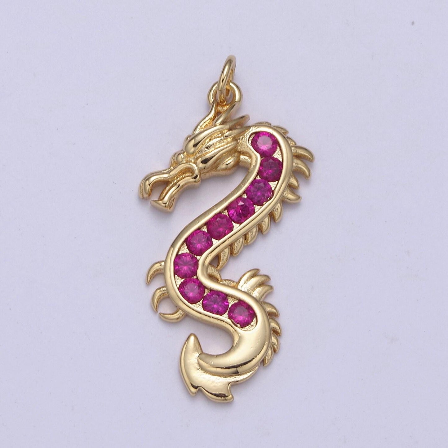 Mystical dragon pendant in 24k gold filled animal charm cubic zirconia necklace pendant n-406 / n-407 / n-408