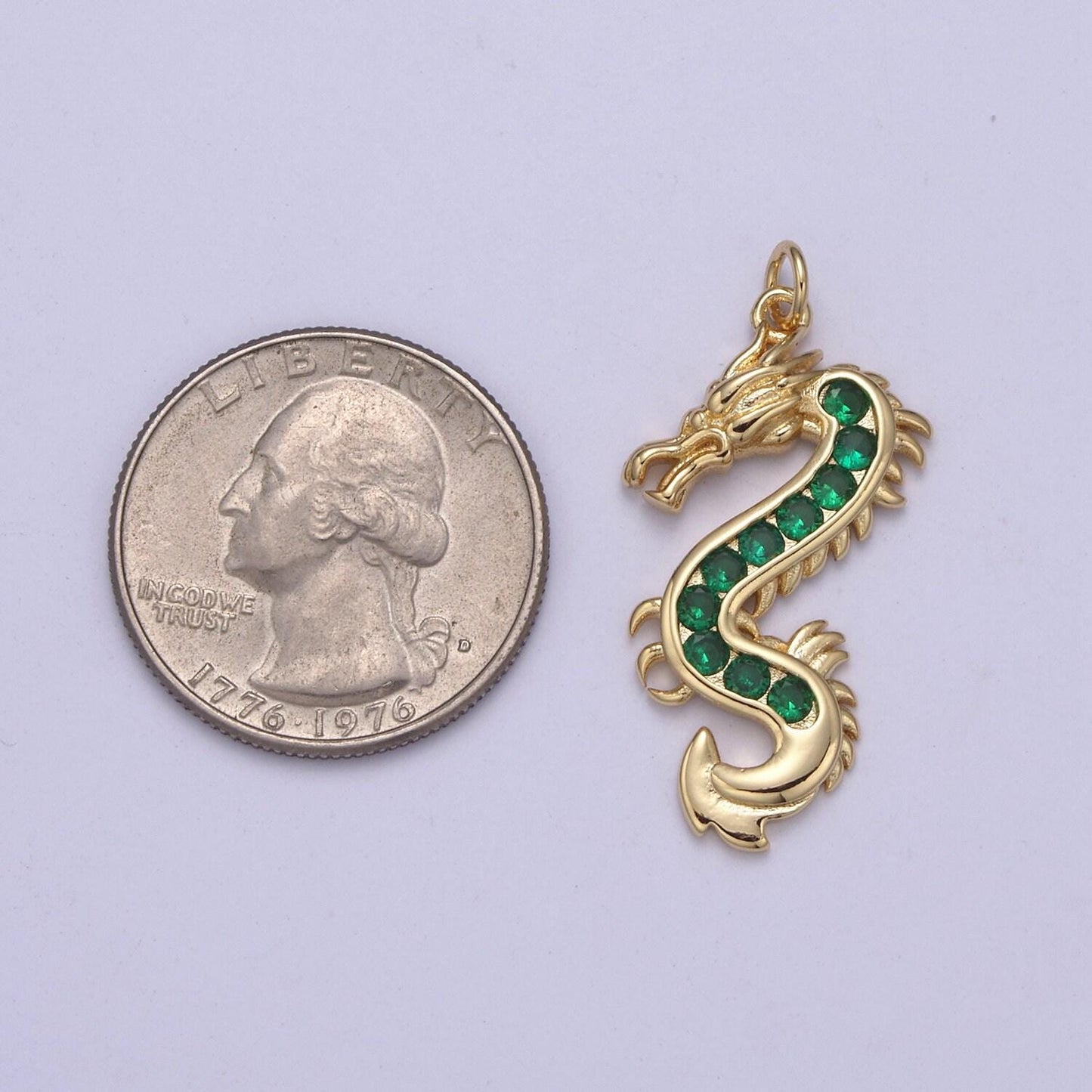 Mystical dragon pendant in 24k gold filled animal charm cubic zirconia necklace pendant n-406 / n-407 / n-408