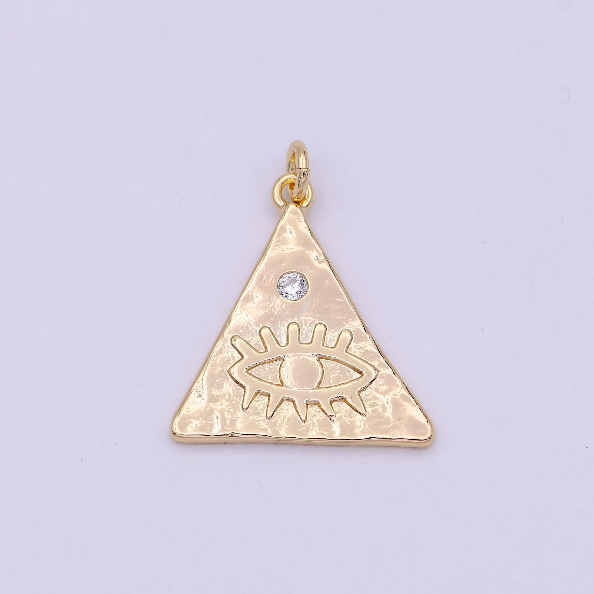 Dainty triangle evil eye charm eye of ra amulet pendant for necklace earring bracelet supply n-364