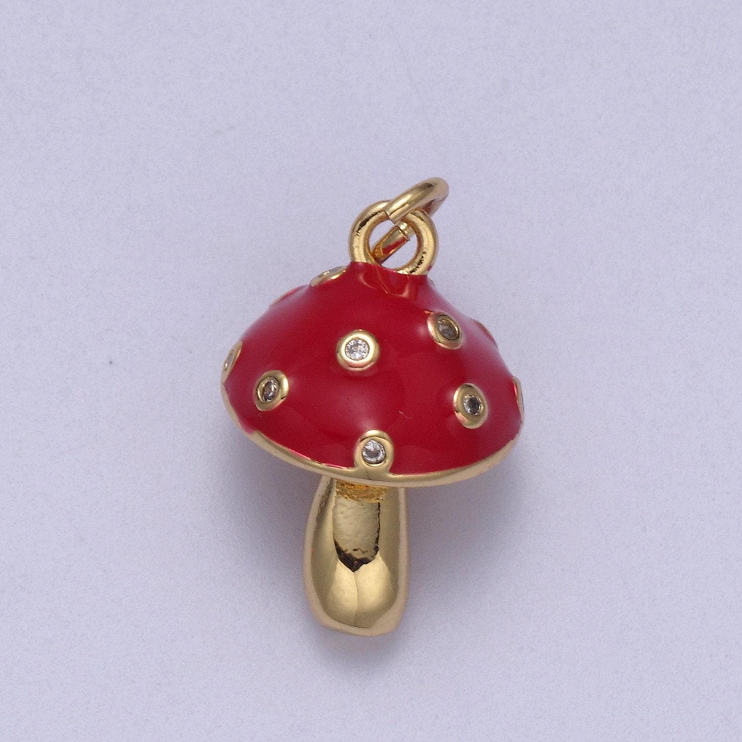 Dainty magic mushroom charms -shroomie pendants bracelet necklace -kawaii pink red white color n-341 / n-342 / n-343