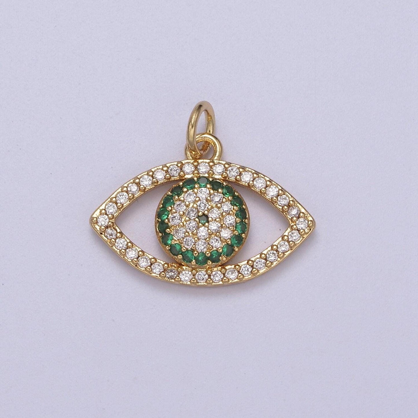 Cubic evil eye charm - 17x19mm pendant gold filled cz drop charm pendant amulet protection charm n-333, n-334, n-335