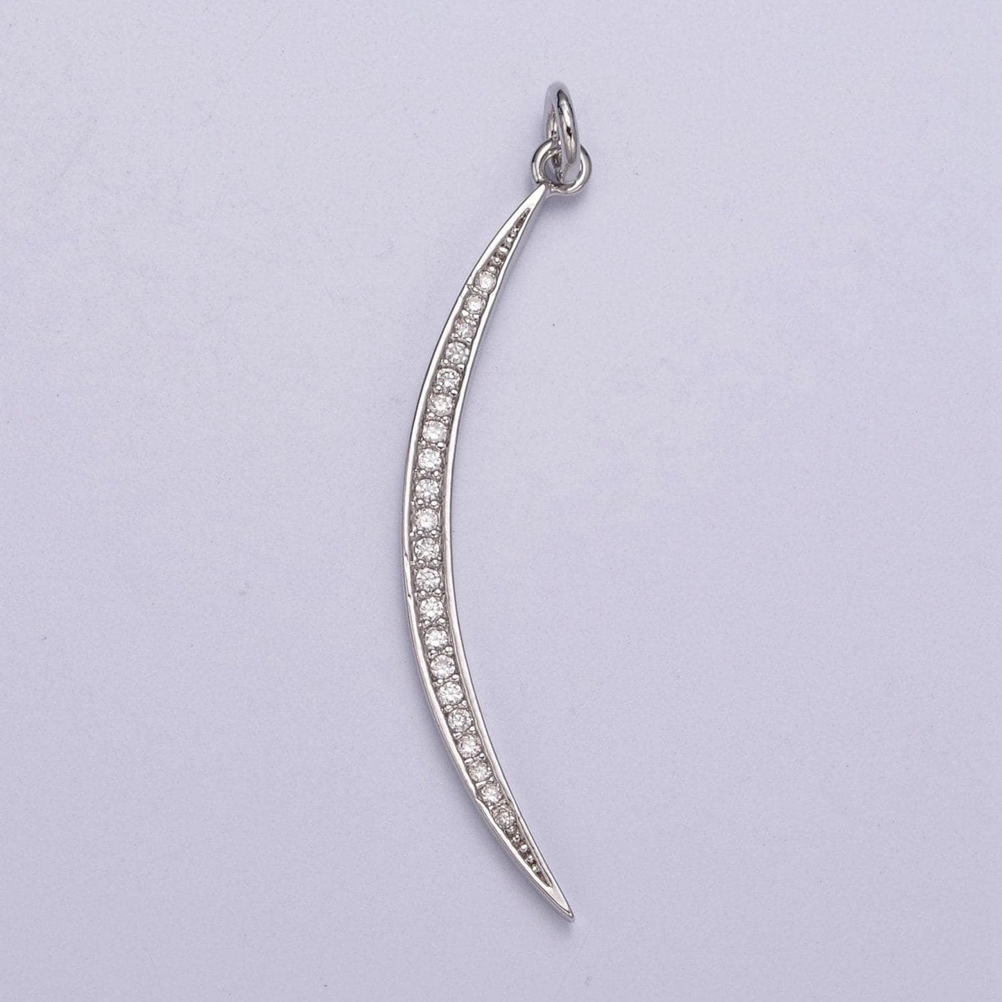 Cz thin slender moon pendant charm - 14k gold filled moon silver half moon waning moon crescent moon n-326 / n-327