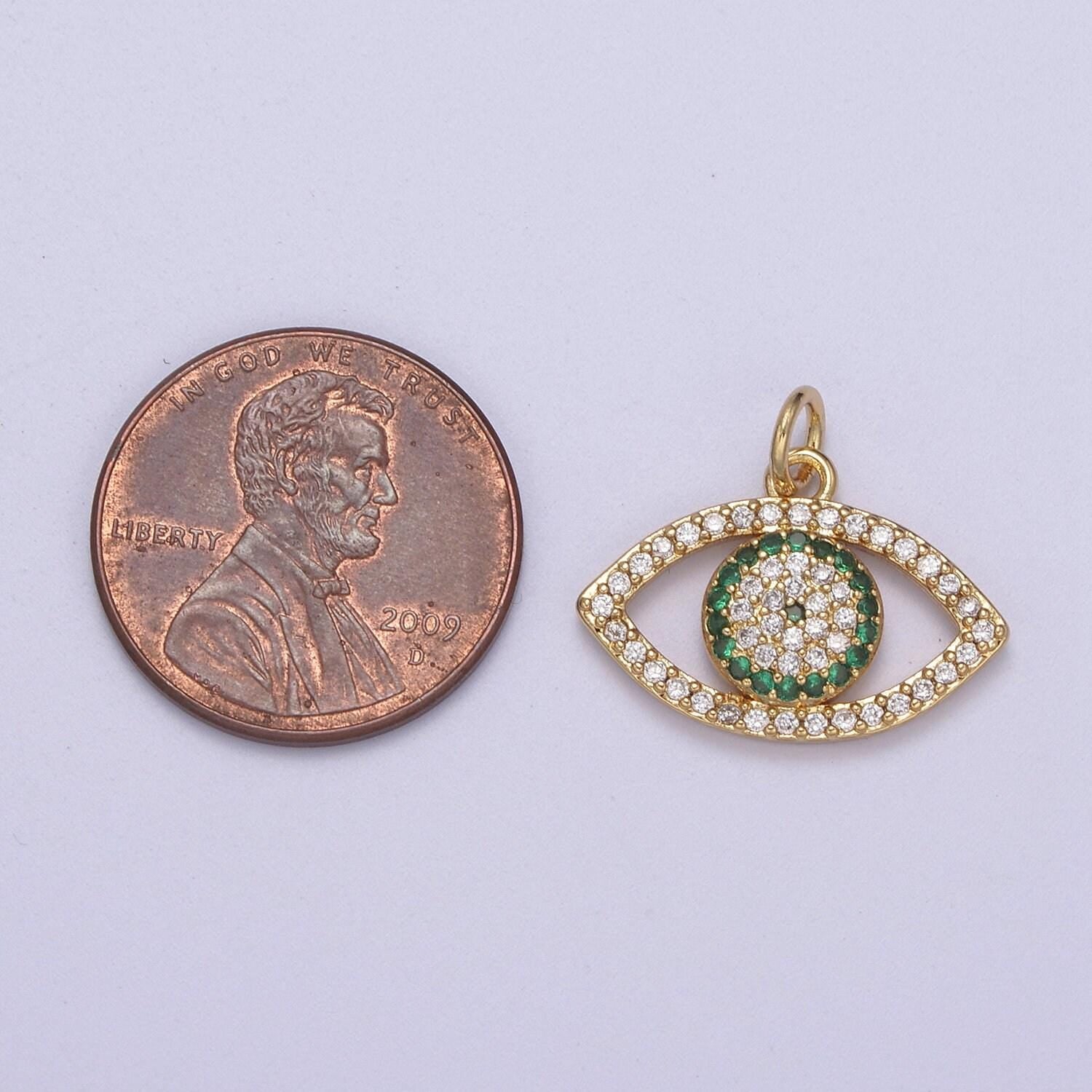 Cubic evil eye charm - 17x19mm pendant gold filled cz drop charm pendant amulet protection charm n-333, n-334, n-335