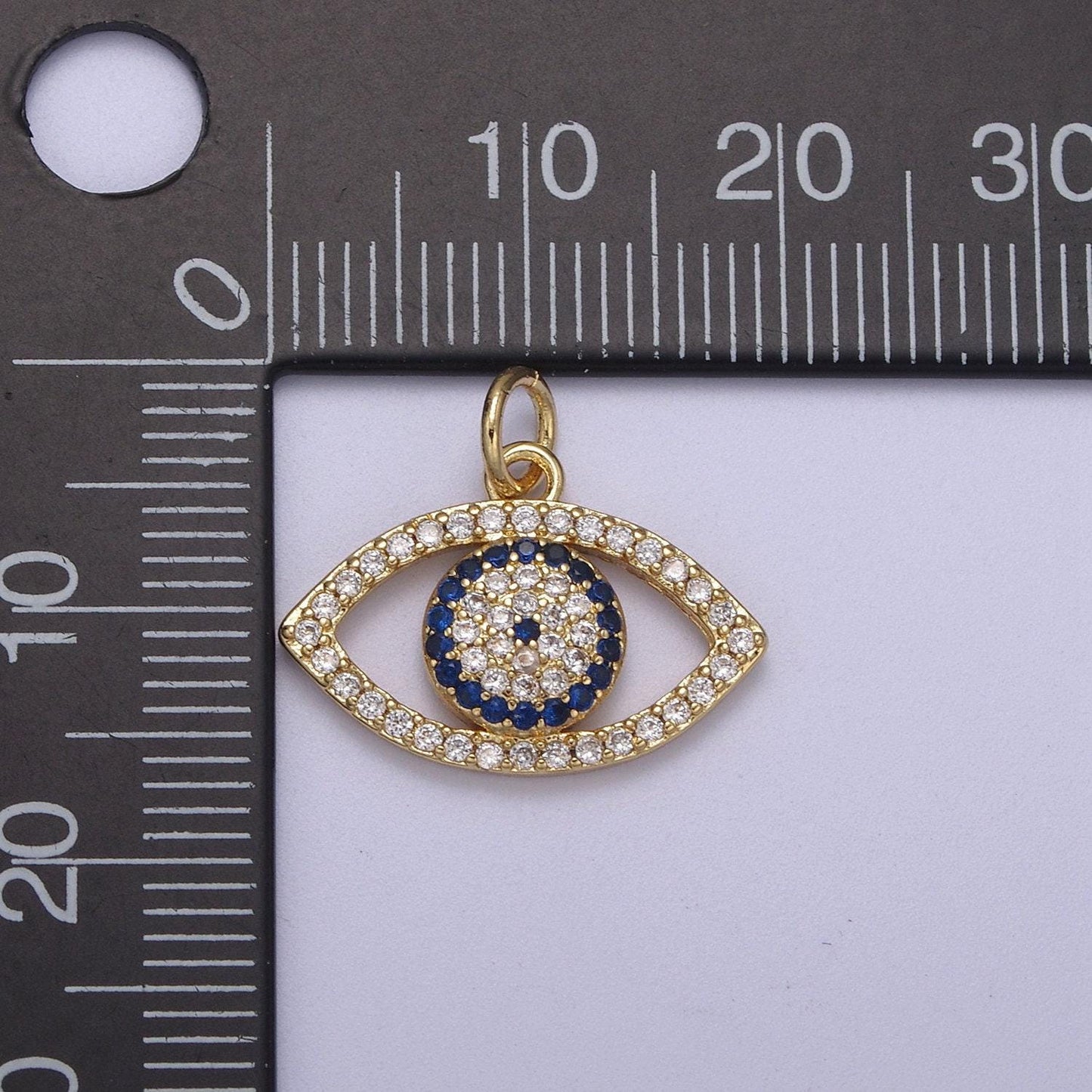 Cubic evil eye charm - 17x19mm pendant gold filled cz drop charm pendant amulet protection charm n-333, n-334, n-335