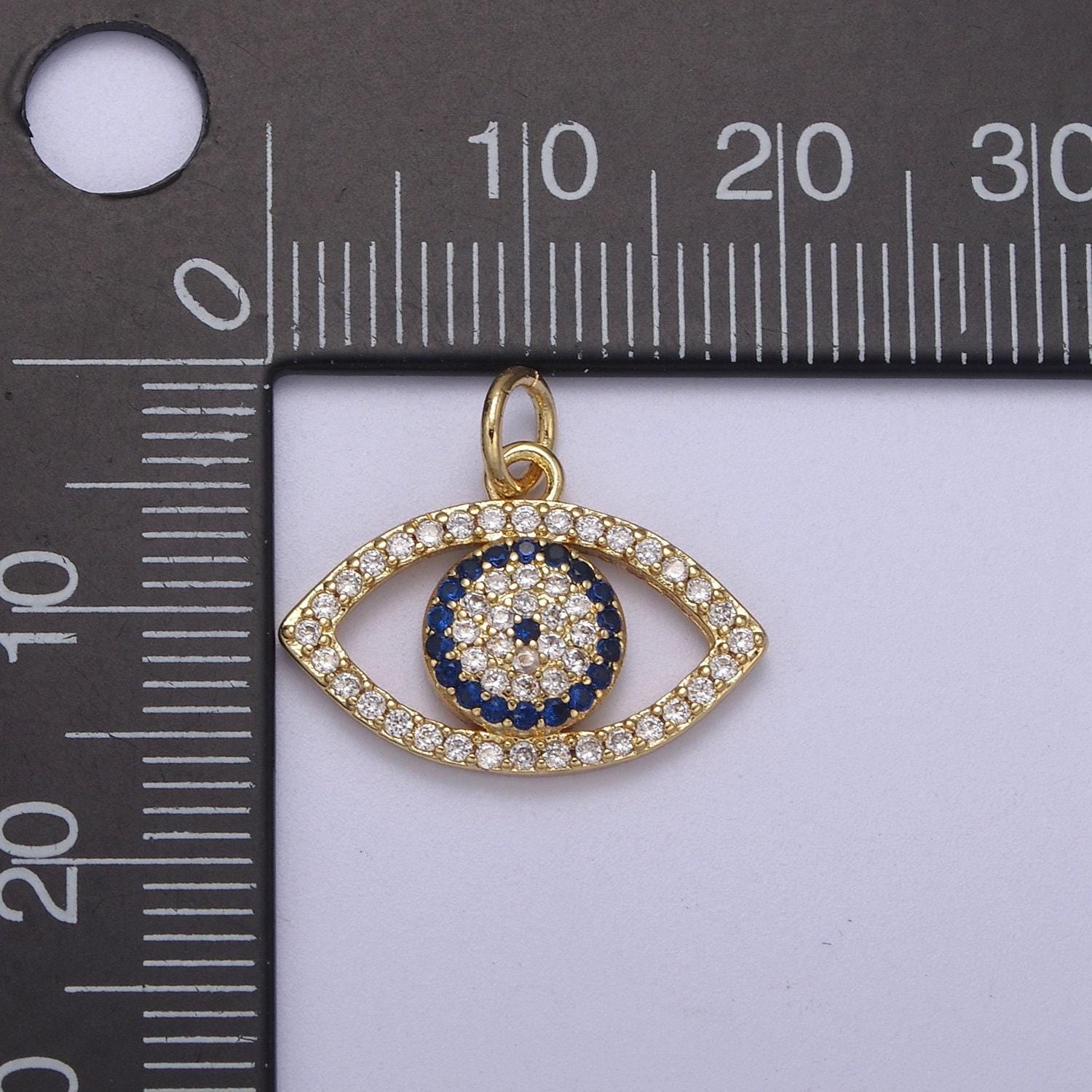 Cubic evil eye charm - 17x19mm pendant gold filled cz drop charm pendant amulet protection charm n-333, n-334, n-335