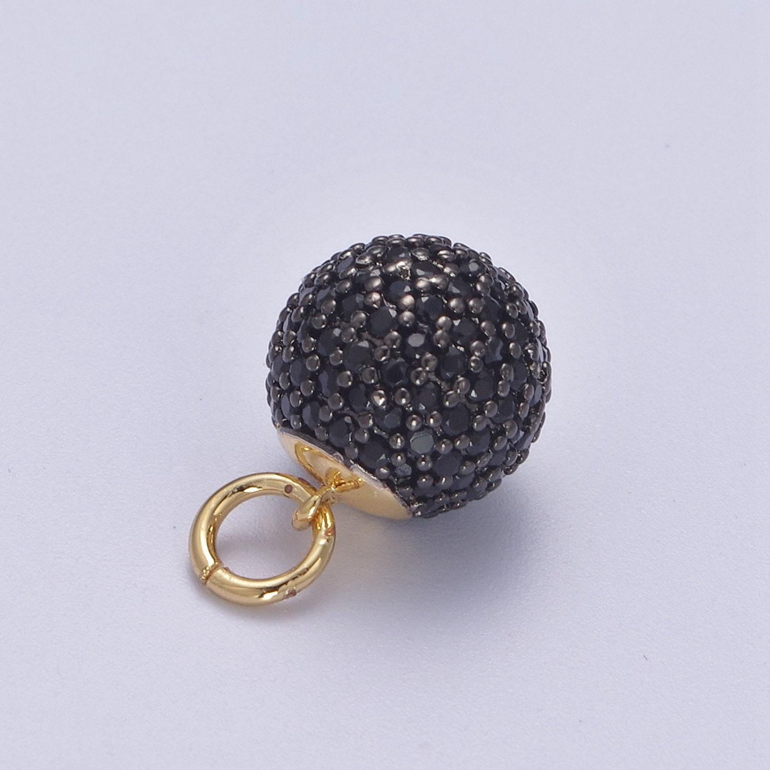 Gold disco ball charm cubic zirconia green black blue pink teal clear silver ball dangle charm pendant n314-n320