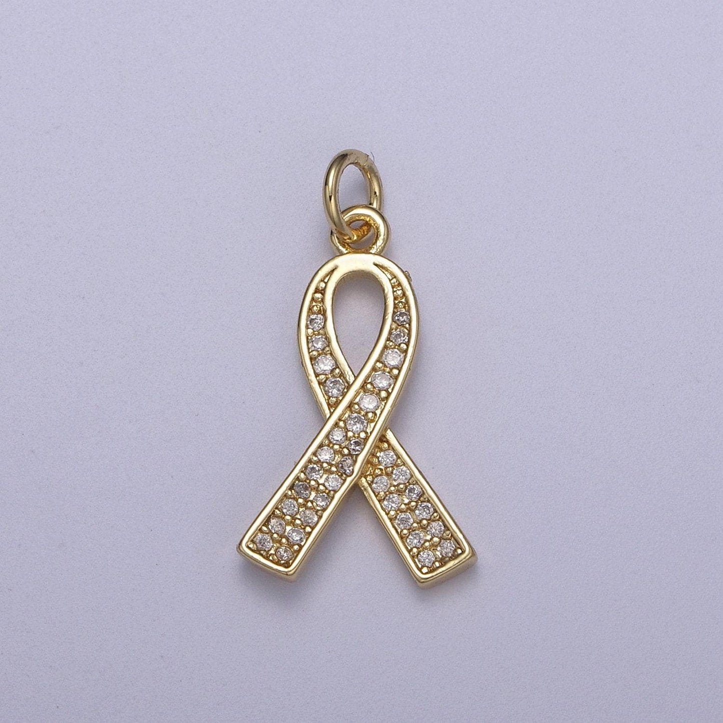 Pink gold filled ribbon charms, breast cancer awareness, october ribbon pendant for bracelet earring necklace n-312, n-313