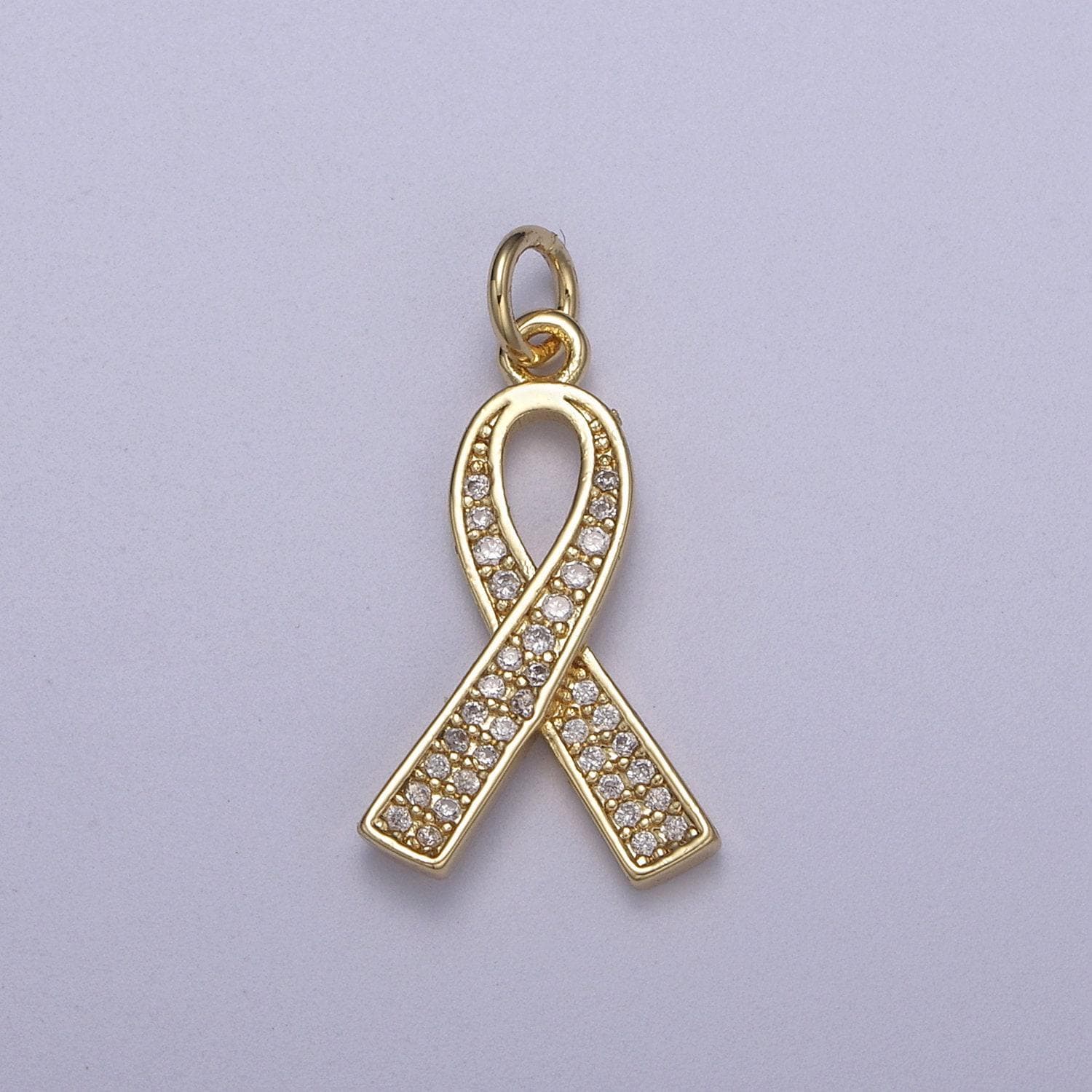 Pink gold filled ribbon charms, breast cancer awareness, october ribbon pendant for bracelet earring necklace n-312, n-313