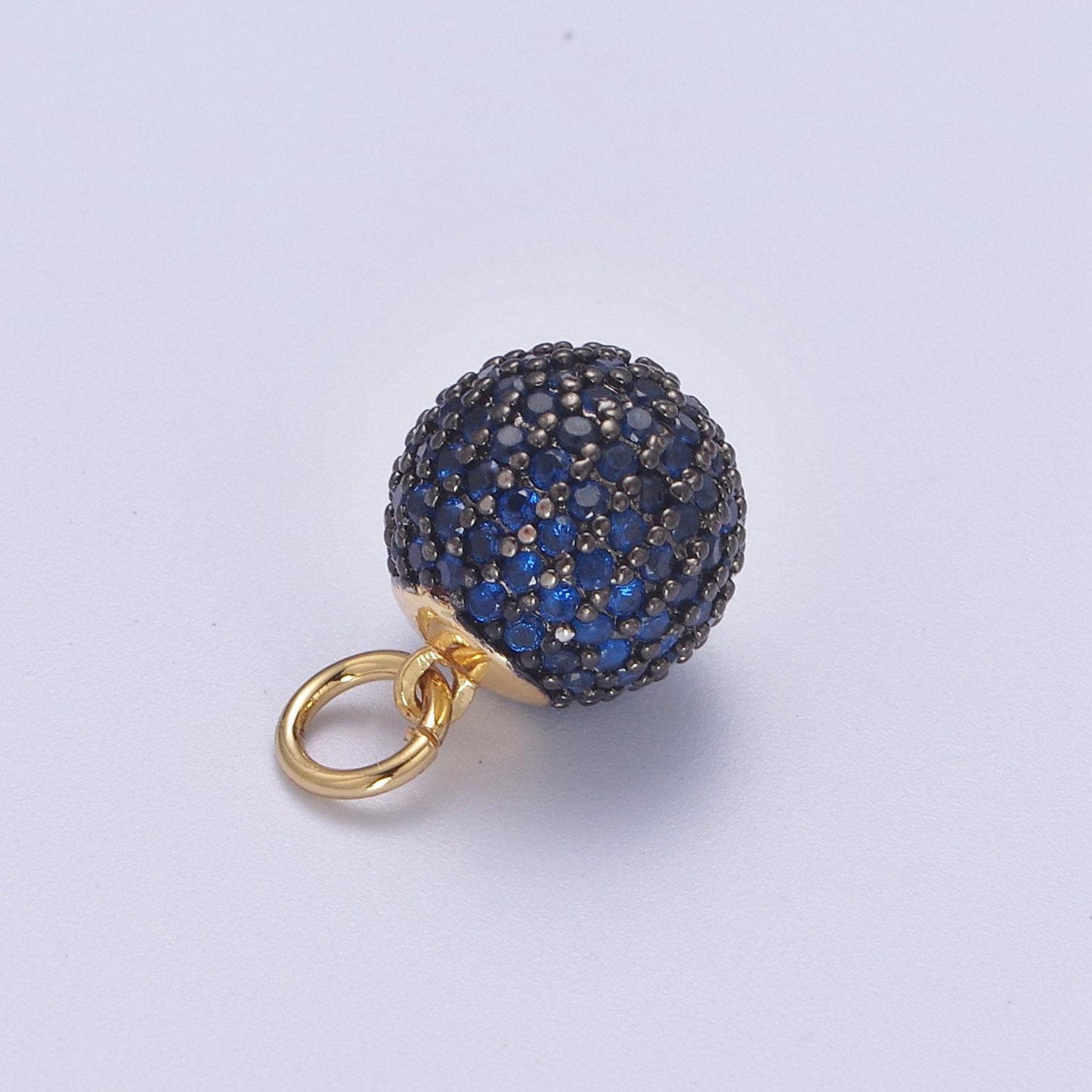Gold disco ball charm cubic zirconia green black blue pink teal clear silver ball dangle charm pendant n314-n320