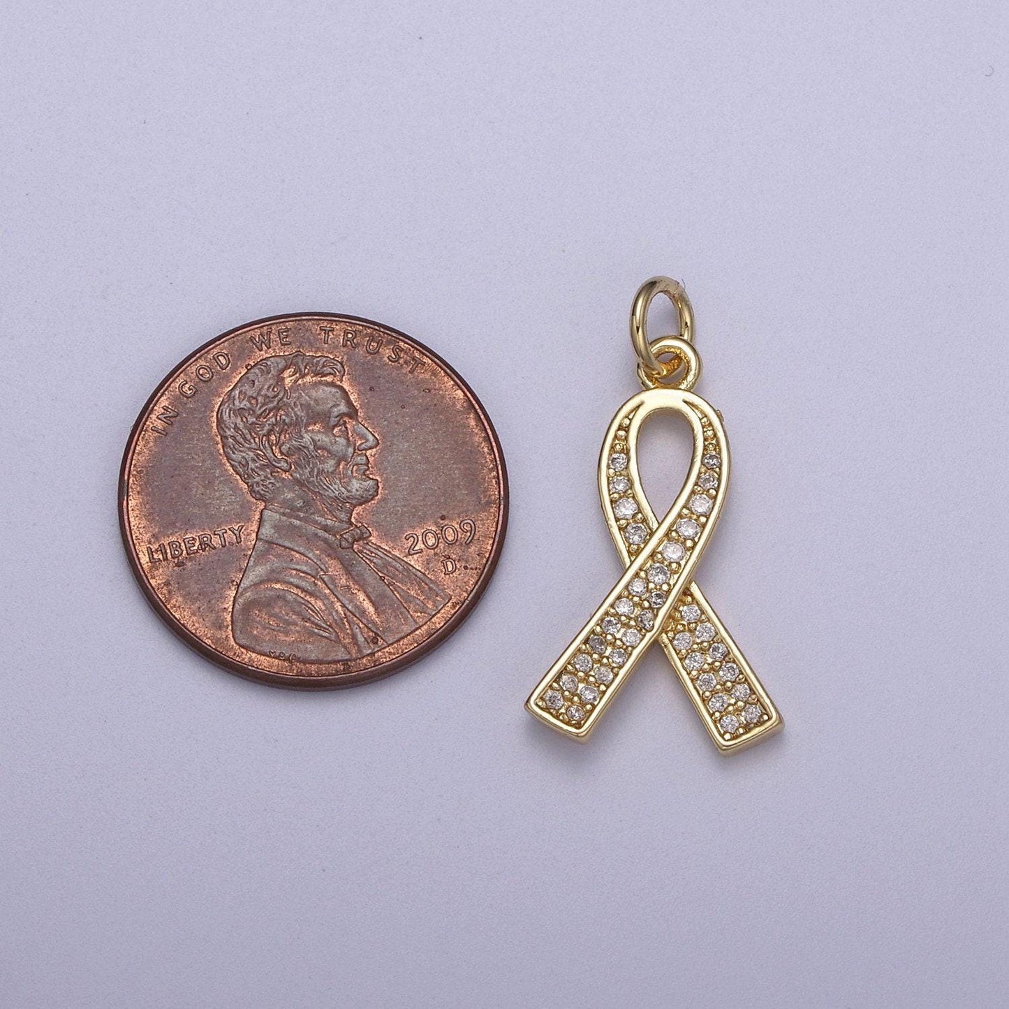 Pink gold filled ribbon charms, breast cancer awareness, october ribbon pendant for bracelet earring necklace n-312, n-313
