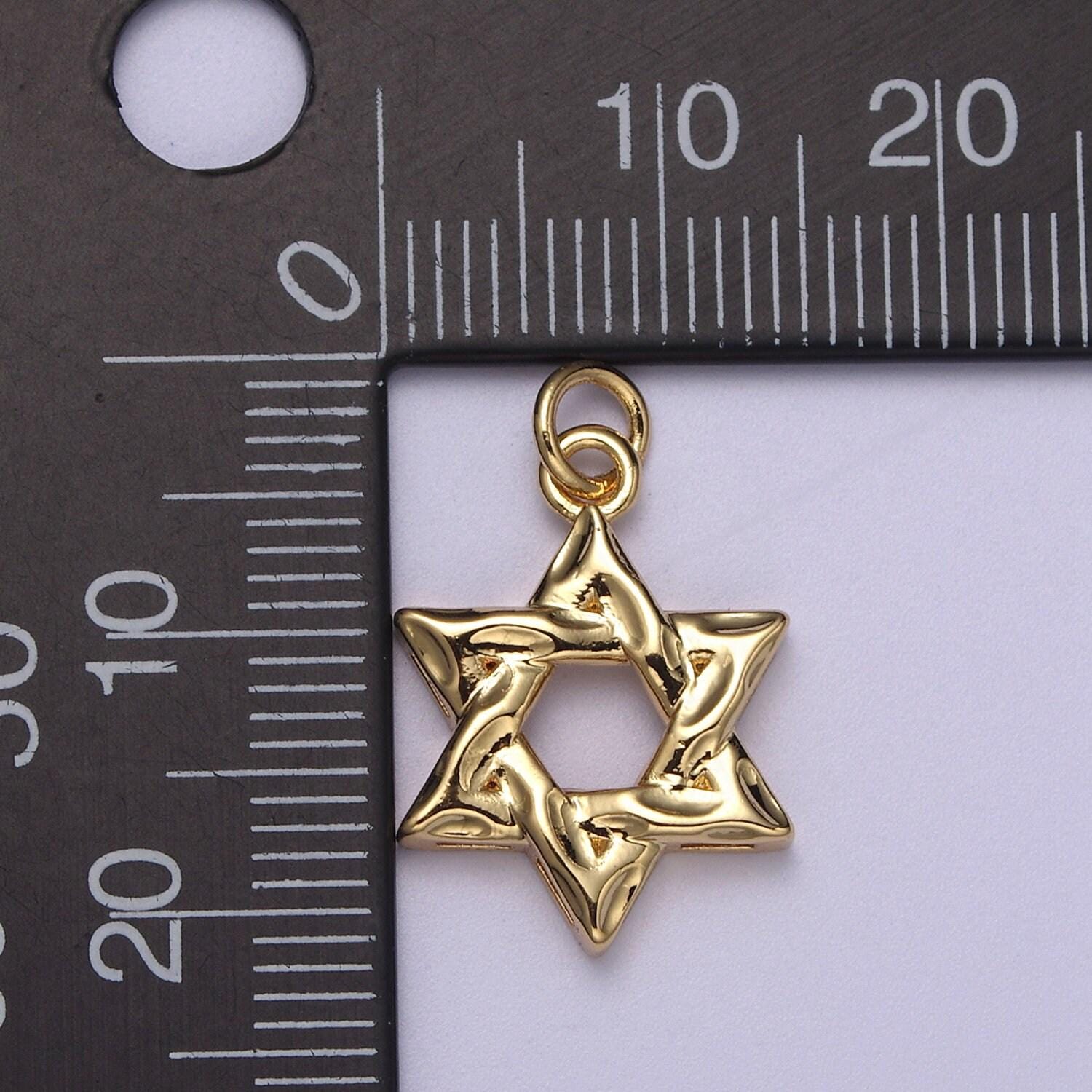 Dainty star of david charm jewish charm, rustic star religious jewelry n-310