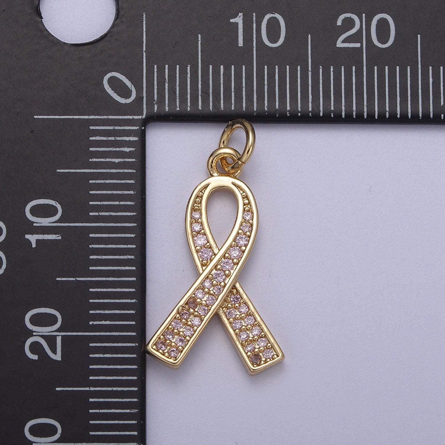 Pink gold filled ribbon charms, breast cancer awareness, october ribbon pendant for bracelet earring necklace n-312, n-313