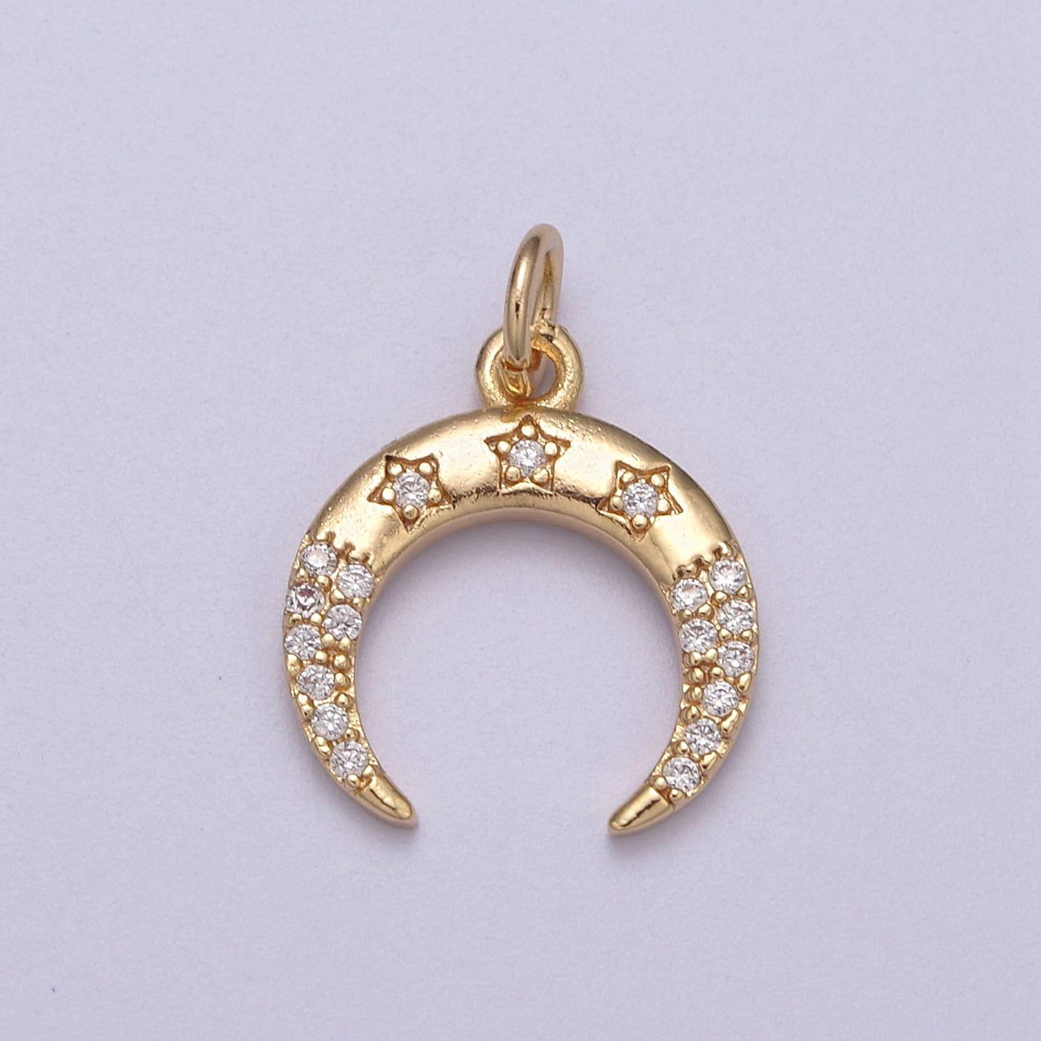 Dainty gold crescent moon charm upside down tusk moon jewelry add on charm for necklace bracelet earring n-287