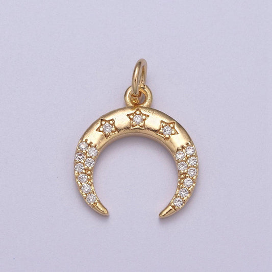 Dainty gold crescent moon charm upside down tusk moon jewelry add on charm for necklace bracelet earring n-287