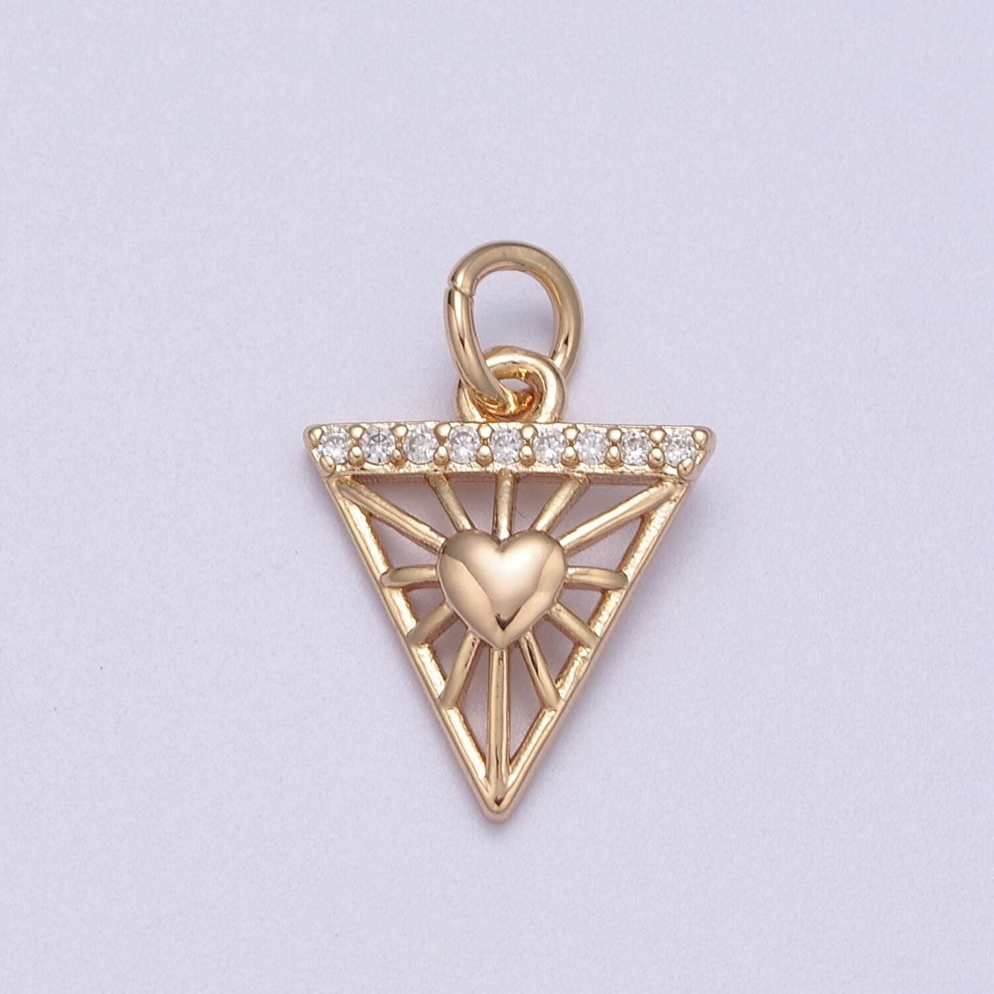 Mini triangle charm with heart pendant love jewelry add on charm for necklace bracelet earring n-284