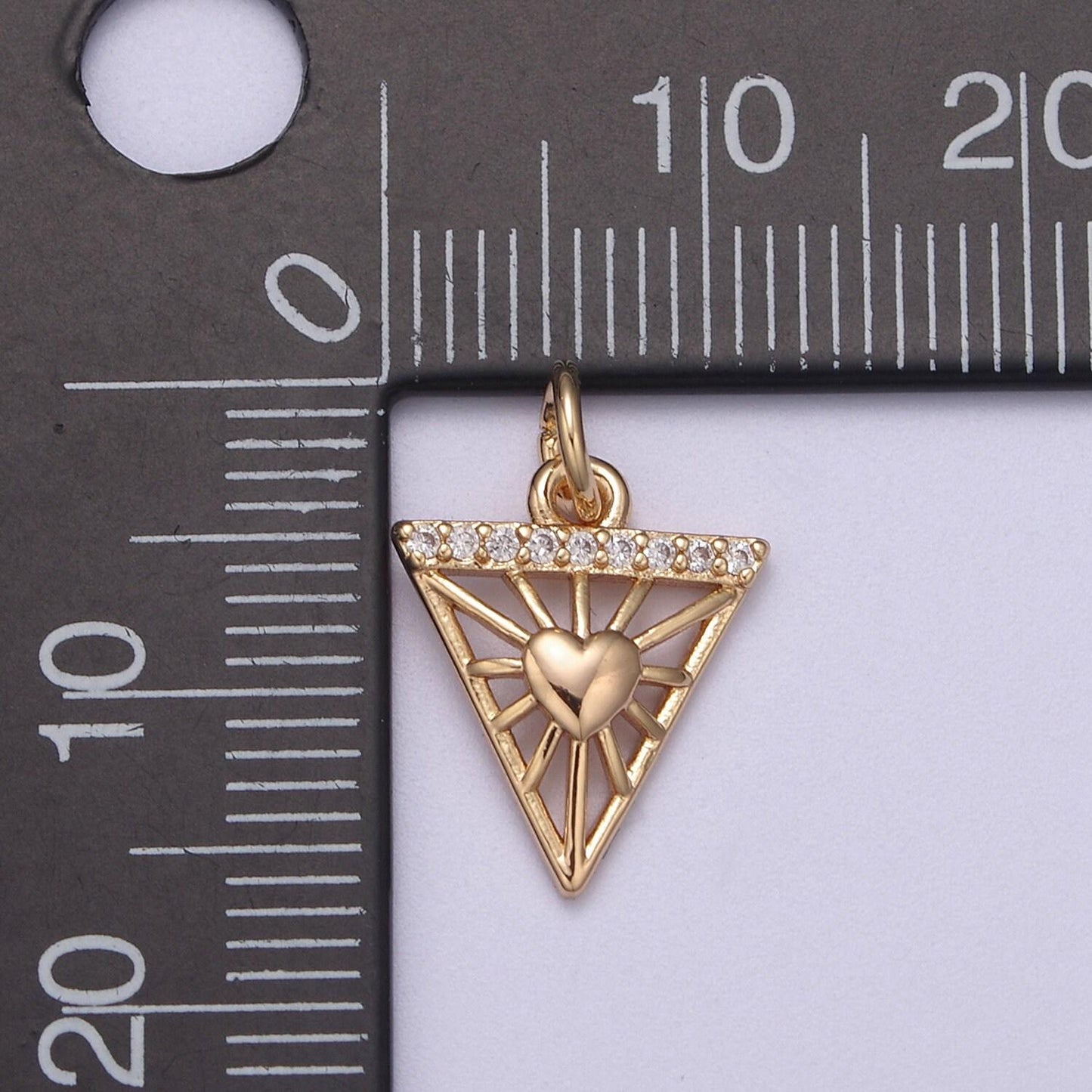 Mini triangle charm with heart pendant love jewelry add on charm for necklace bracelet earring n-284