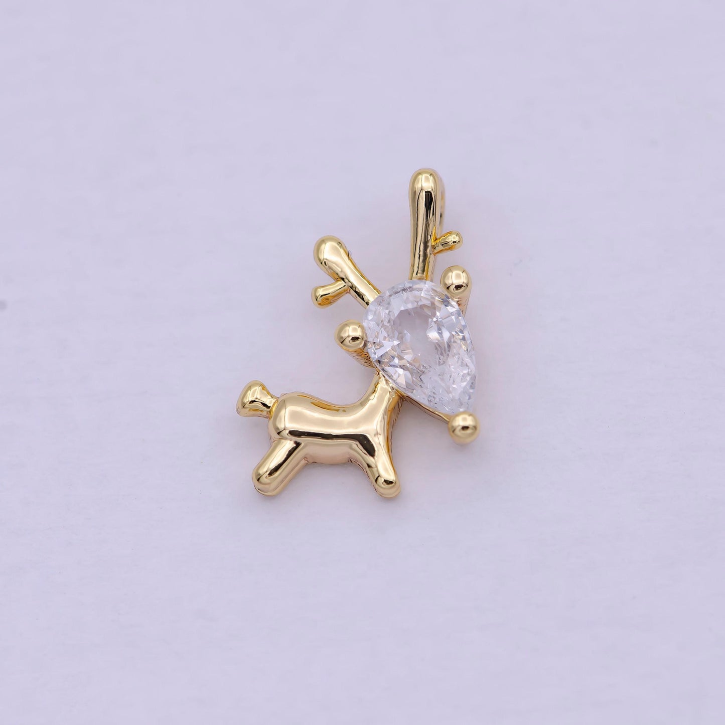 Dainty gold filled reindeer charm, christmas animal pendant, diy fashion jewelry necklace bracelet earring wholesale supply | n-283