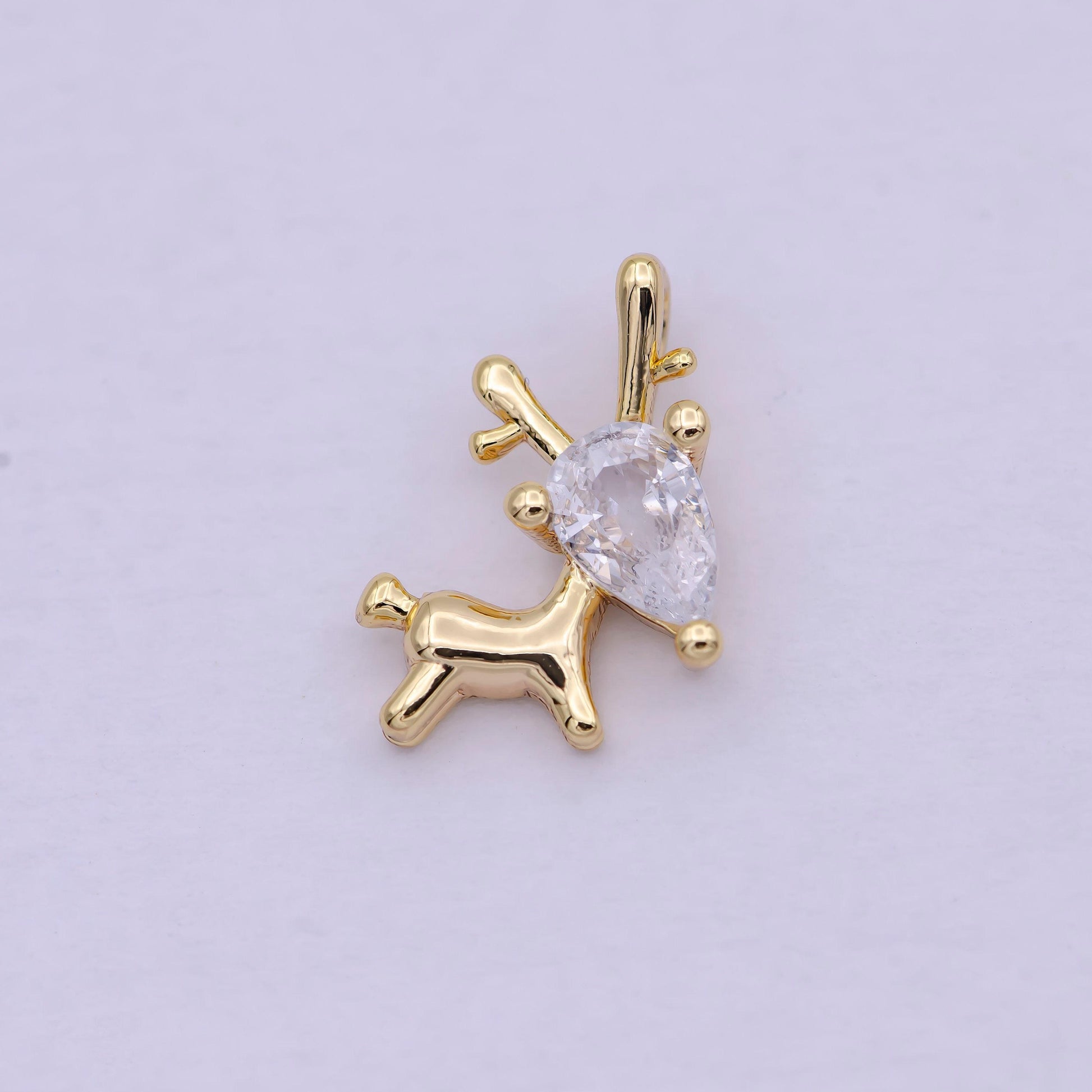 Dainty gold filled reindeer charm, christmas animal pendant, diy fashion jewelry necklace bracelet earring wholesale supply | n-283