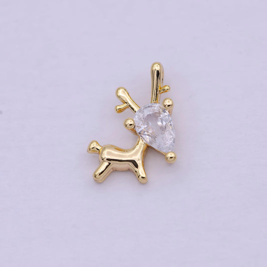 Dainty gold filled reindeer charm, christmas animal pendant, diy fashion jewelry necklace bracelet earring wholesale supply | n-283
