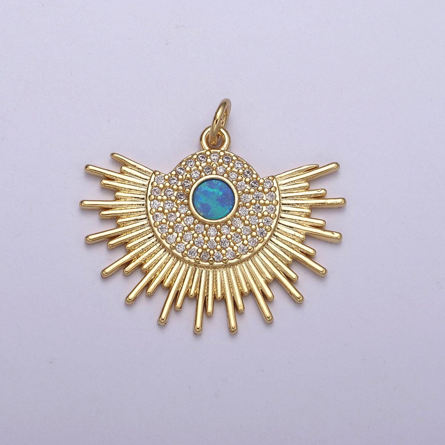 Opal gold sun charm, sunbeam charm sunshine, sunburst, sun pendant, bohemian jewelry inspired n-252 / n-253