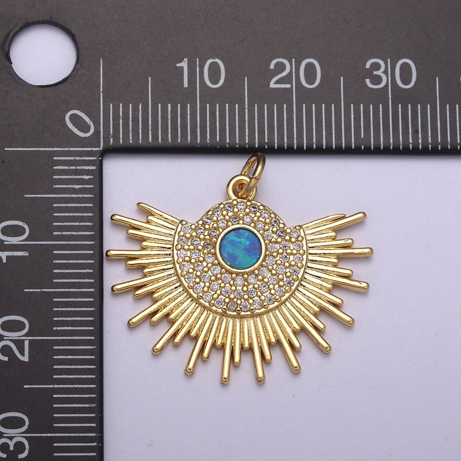 Opal gold sun charm, sunbeam charm sunshine, sunburst, sun pendant, bohemian jewelry inspired n-252 / n-253