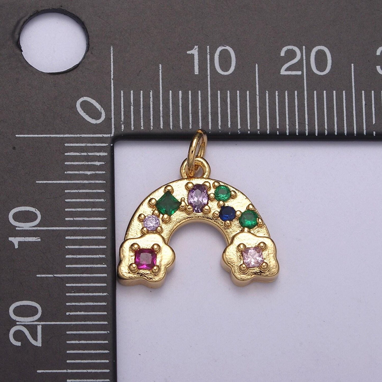Mini gold rainbow charm colorful cz stone rainbow pendant n-249