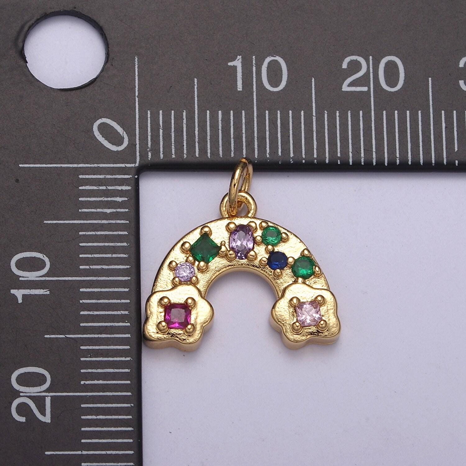 Mini gold rainbow charm colorful cz stone rainbow pendant n-249