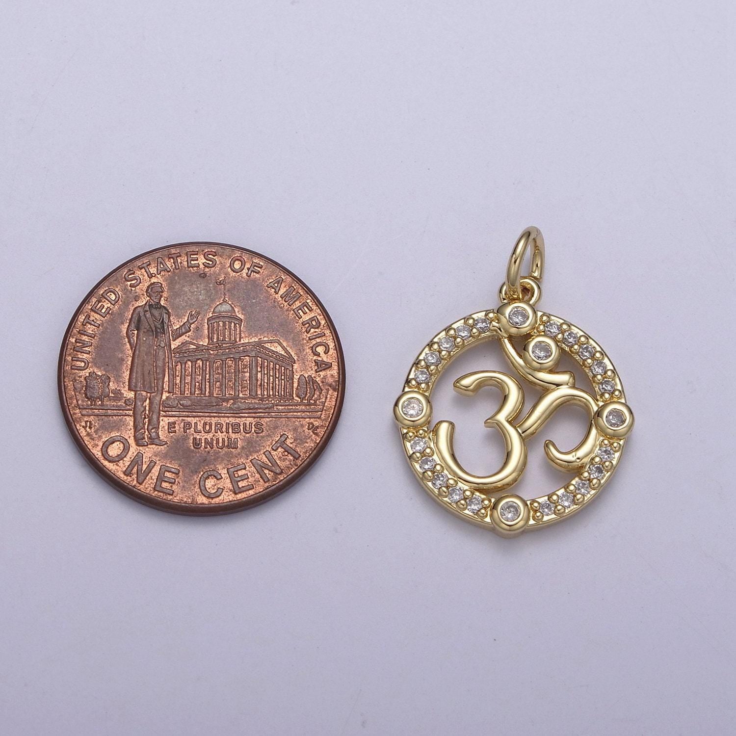 Hindu om symbol charm pendant, om charm pendant for necklace n-248