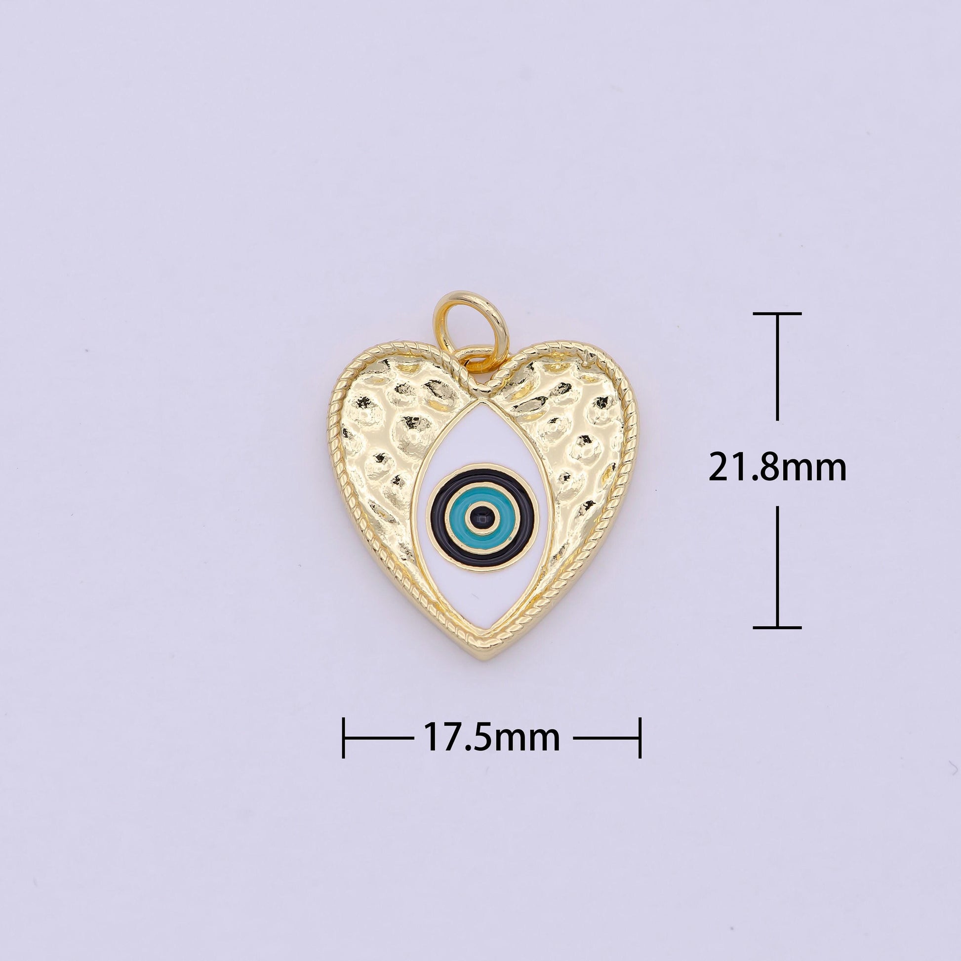 White, blue enamel evil eye love charm pendant, evil eye heart pendant, cubic whitegold love jewelry making supply, n-207
