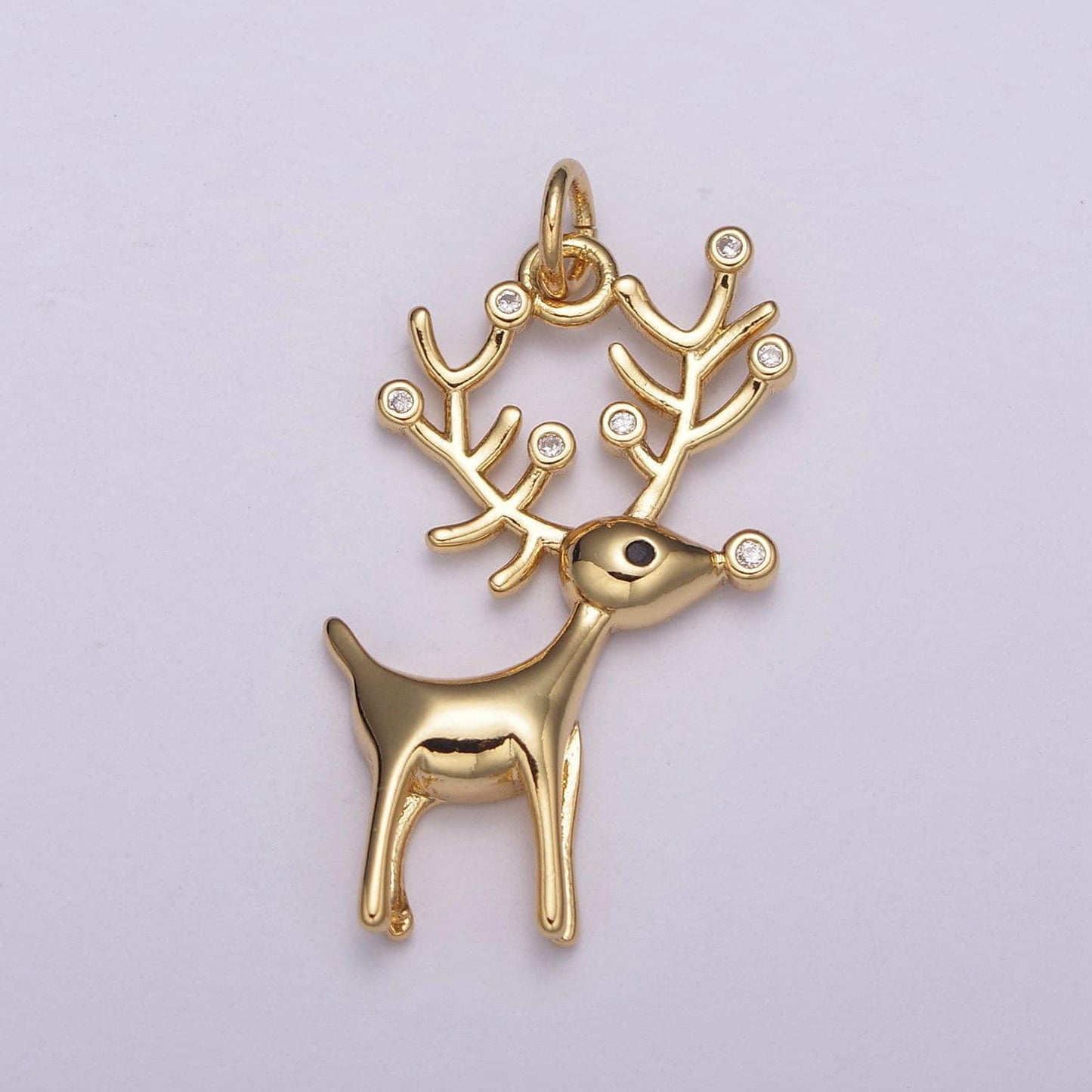 1pc gold micro pave cz reindeer pendant charm, deer pendant charm, antlers gold animal pendant, for diy jewelry n-236