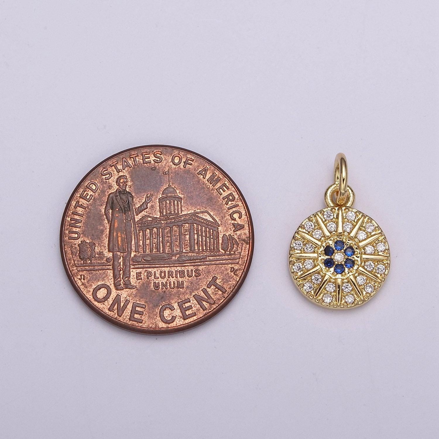 Gold filled sun cz paved charm, bright cubic micro paved pendant celestial jewelry craft supply, sunshine, sunburst, nature lover gift n-234