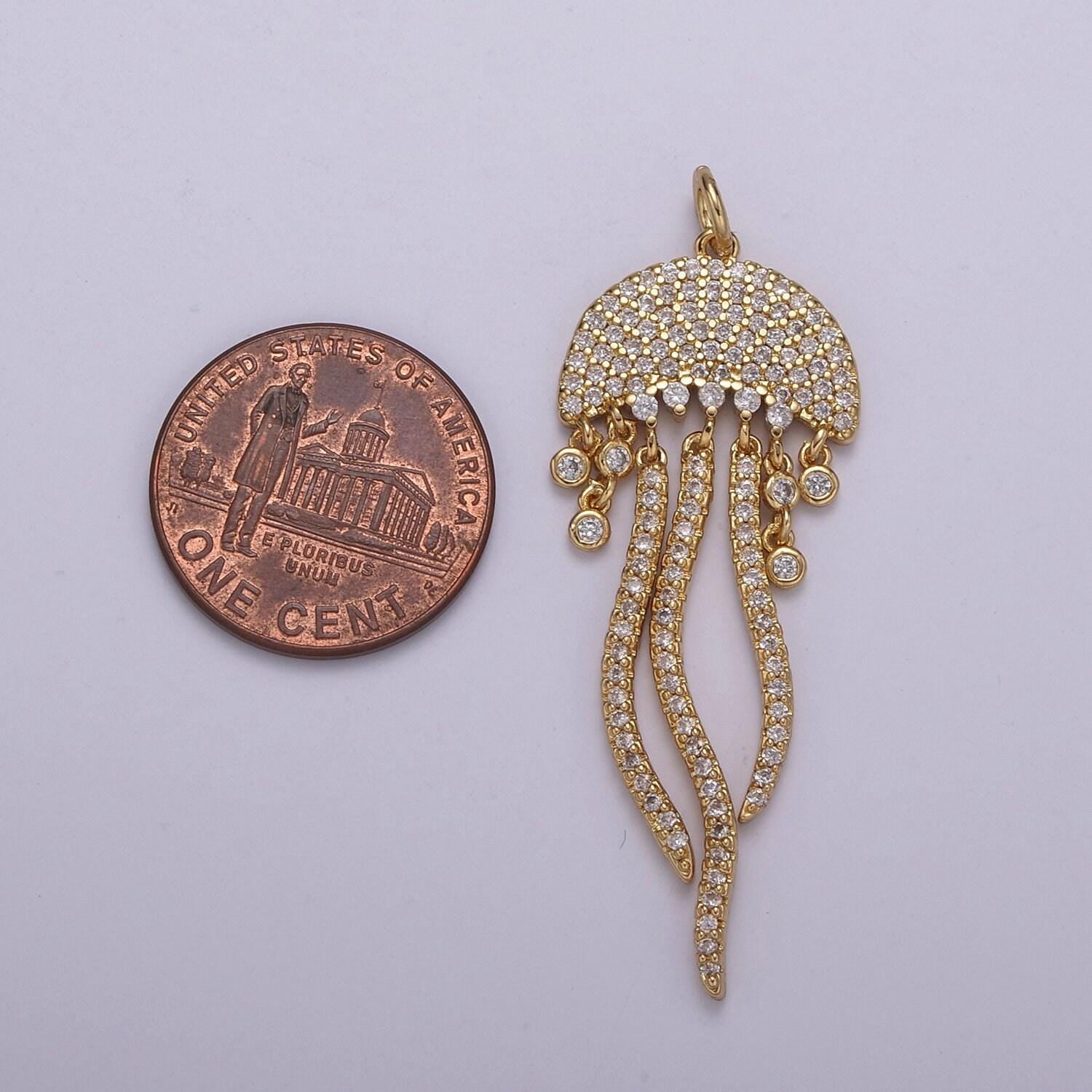Tiny gold silver jellyfish charm dainty pendant cz gold charm animal charm under the sea inspired n220-221