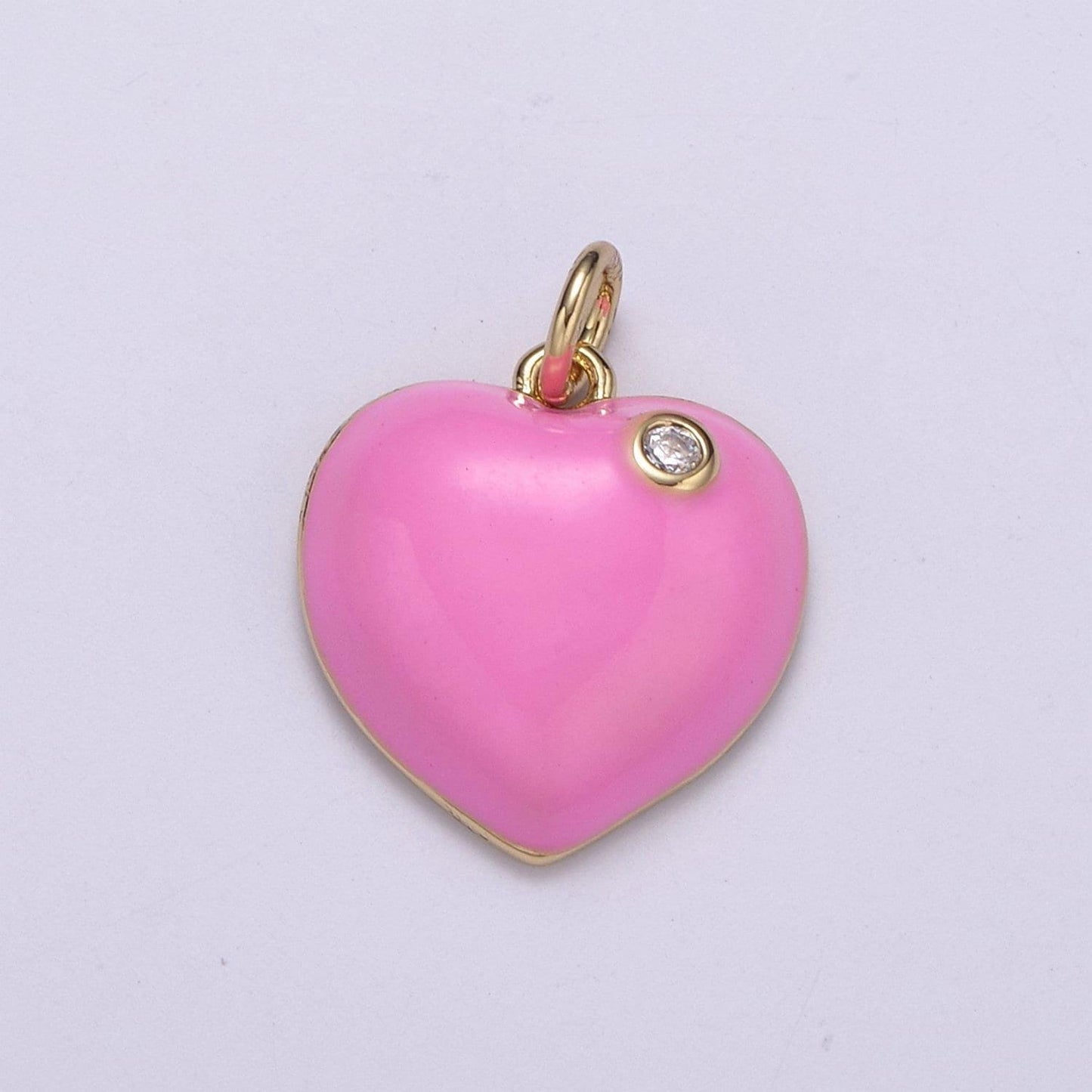 Enamel heart red green pink black solitaire cz, enamel heart charm pendant for necklace bracelet earring charm jewelry making supply n-225