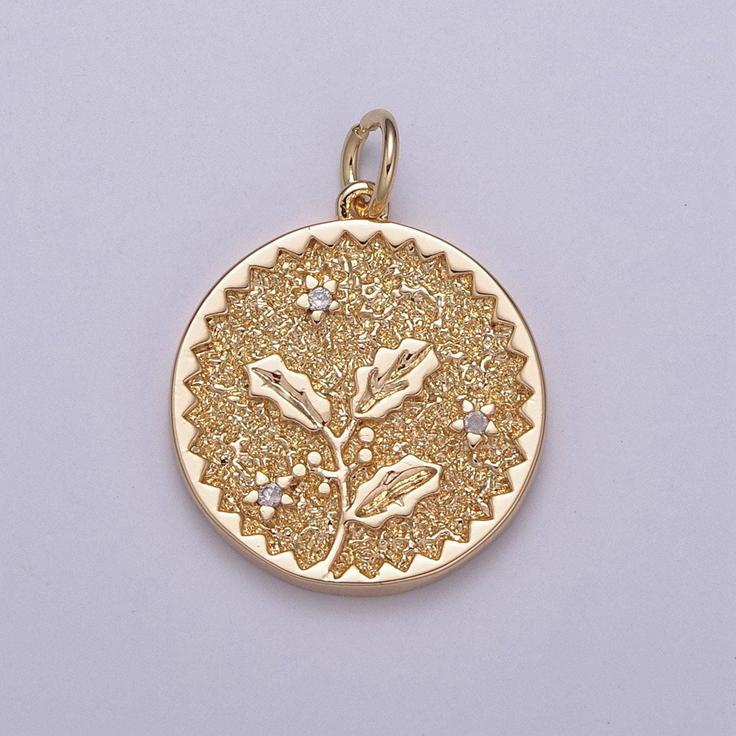 New floral collection gold holly flower, cherry blossom, lotus charm 18k gold filled medallion for necklace bracelet supply