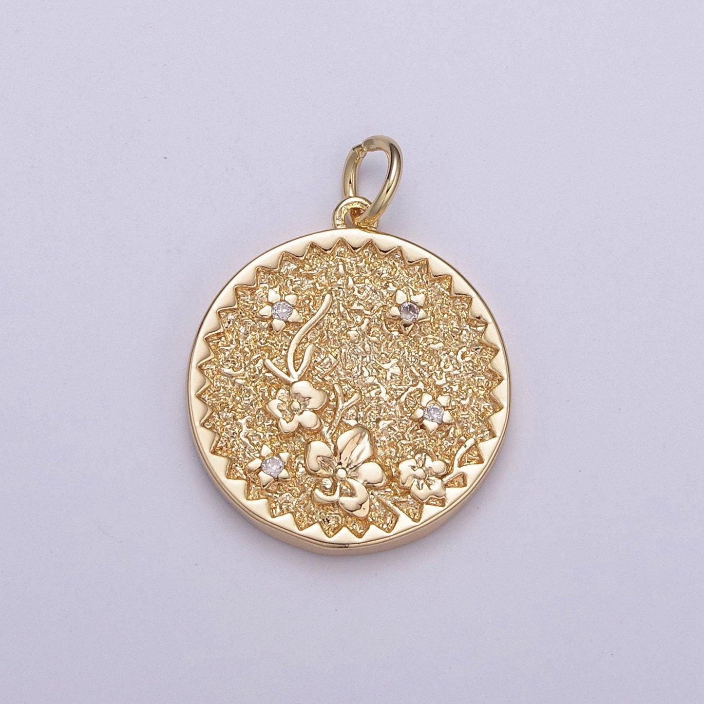 New floral collection gold holly flower, cherry blossom, lotus charm 18k gold filled medallion for necklace bracelet supply