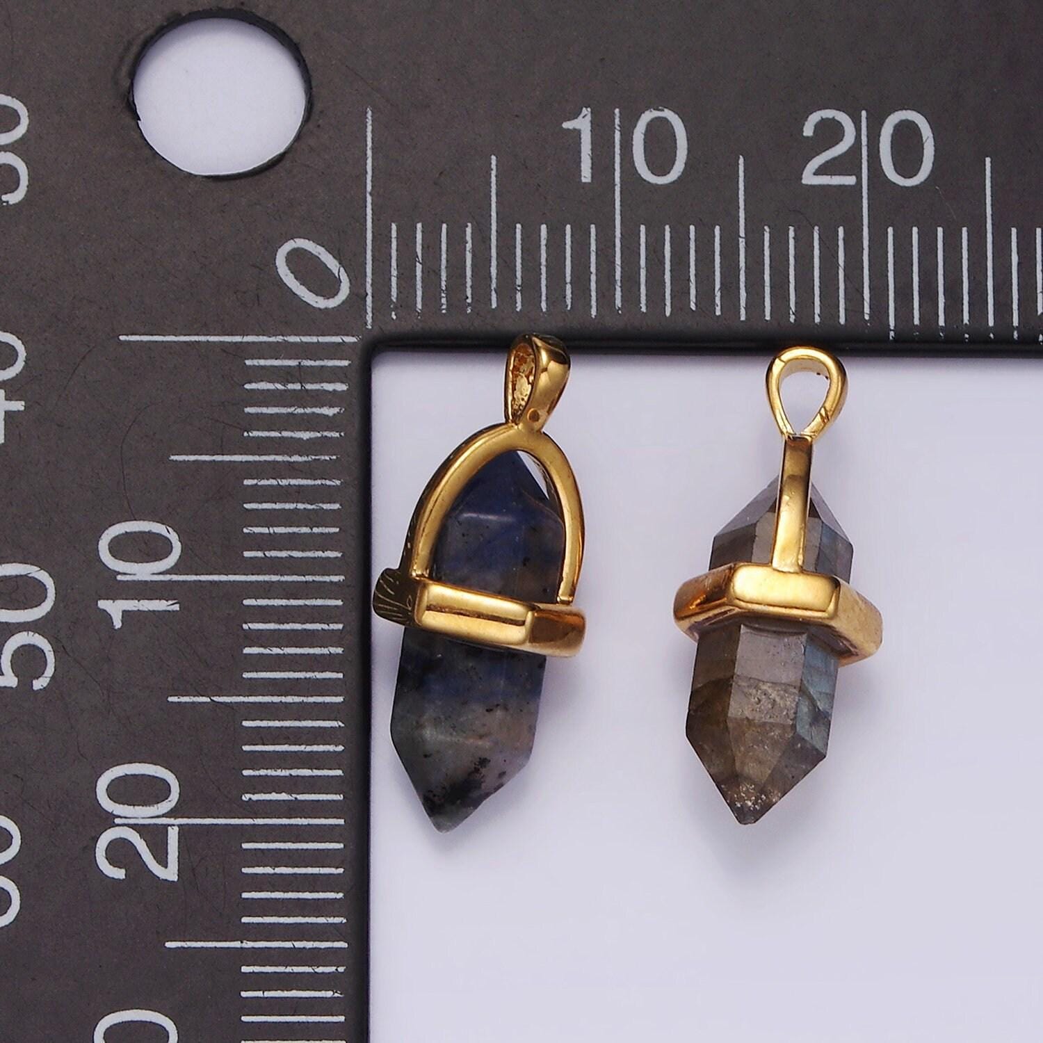 14k gold filled natural gemstone pointed wand pendant | n2007 - n2016