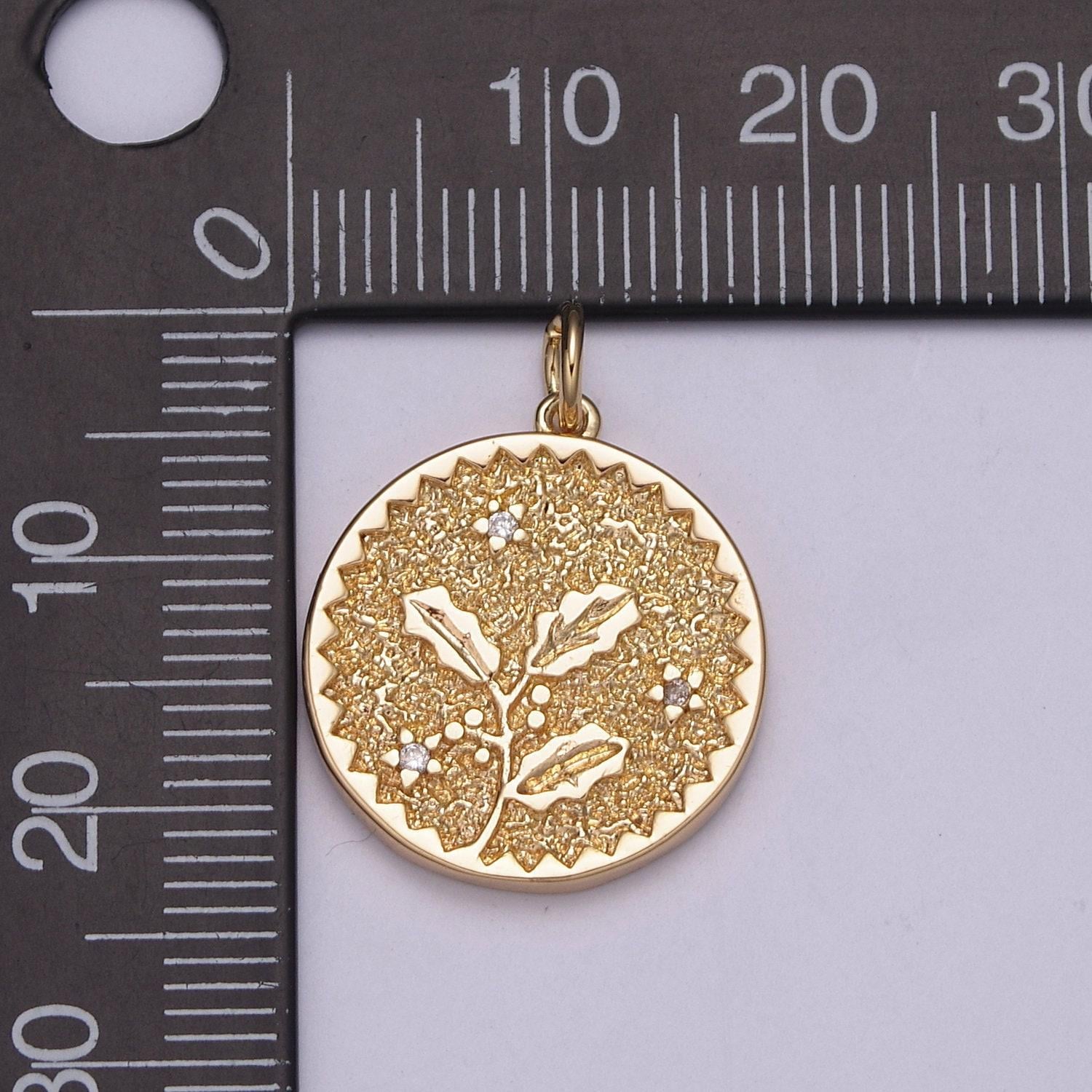 New floral collection gold holly flower, cherry blossom, lotus charm 18k gold filled medallion for necklace bracelet supply