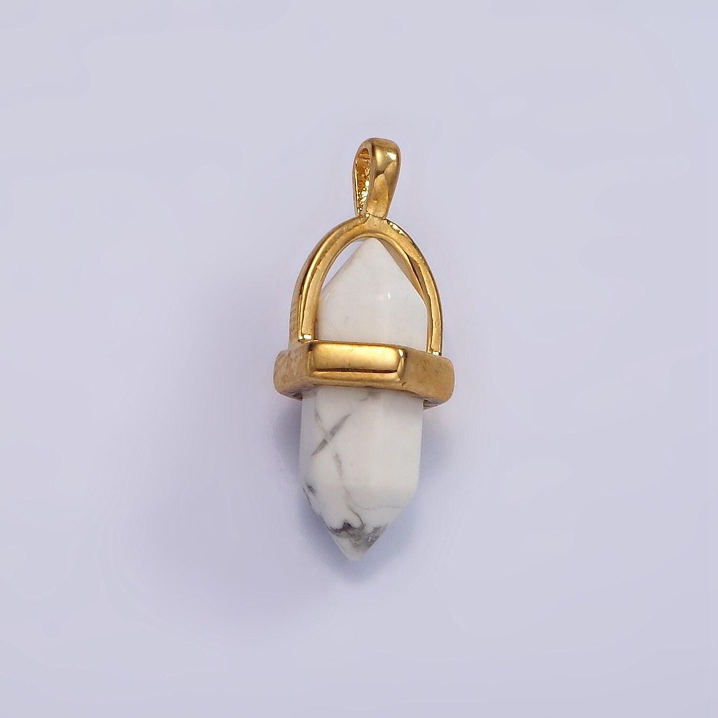 14k gold filled natural gemstone pointed wand pendant | n2007 - n2016