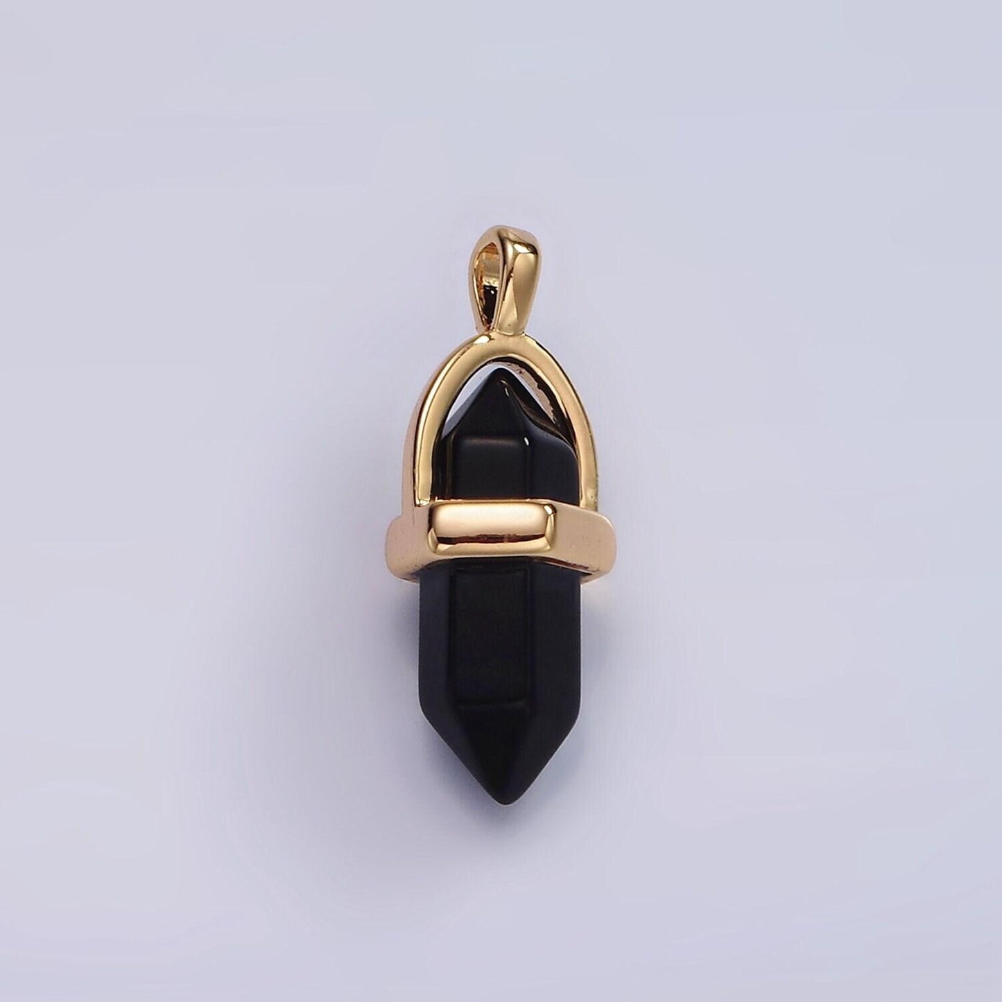 14k gold filled natural gemstone pointed wand pendant | n2007 - n2016