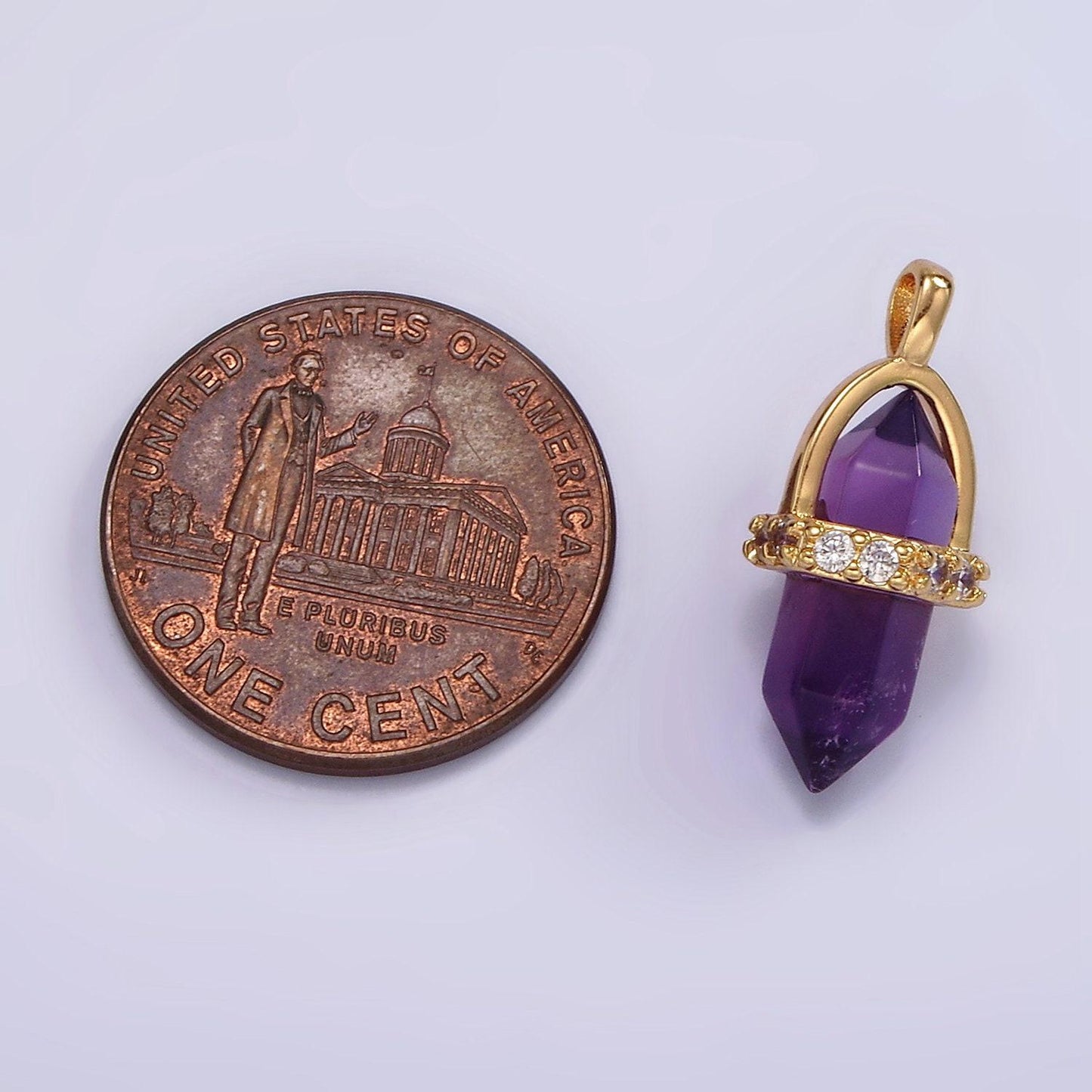 14k gold filled rose quartz, amethyst, labradorite, aquamarine, howlite, onyx pointed wand micro paved pendant | n1996 - n2006