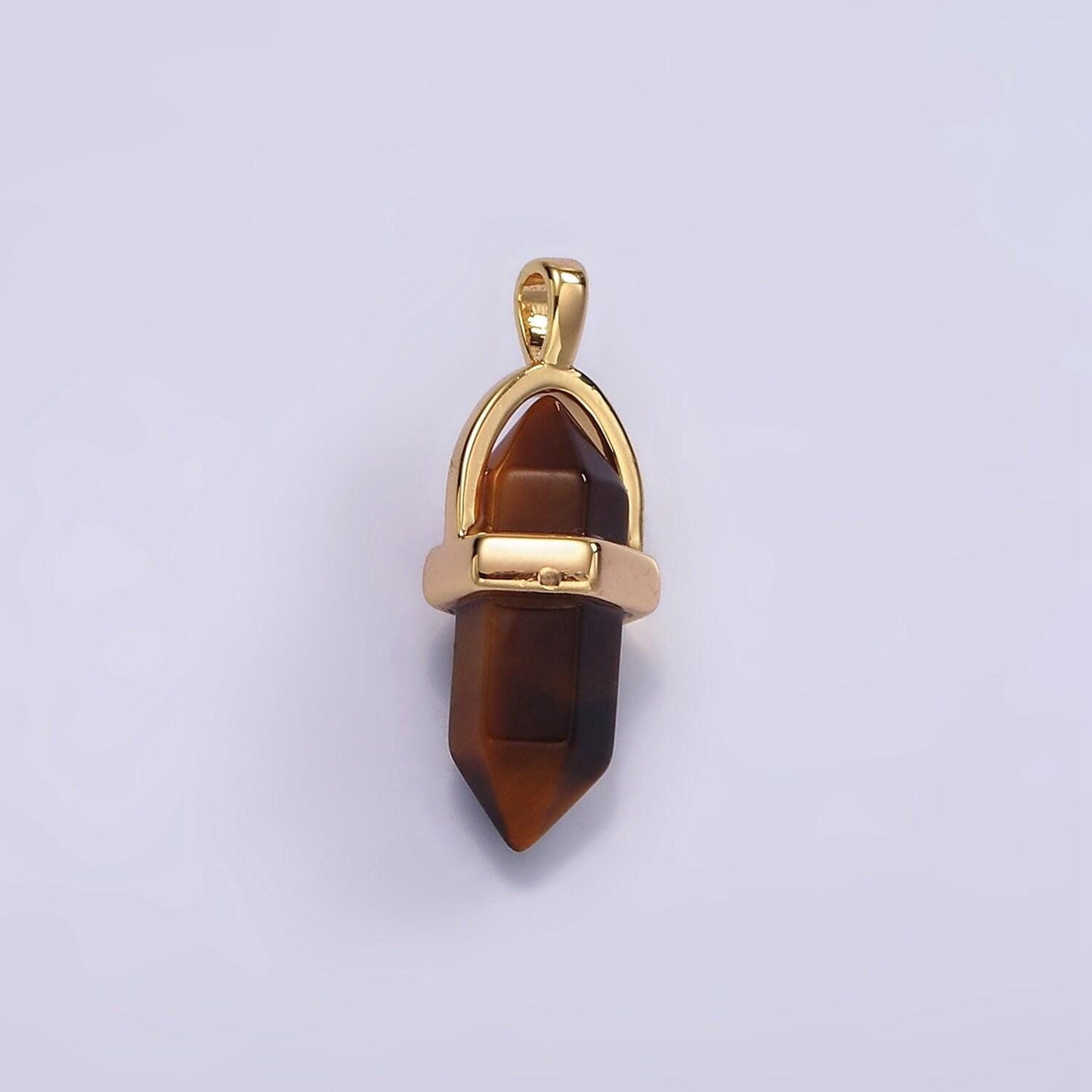 14k gold filled natural gemstone pointed wand pendant | n2007 - n2016