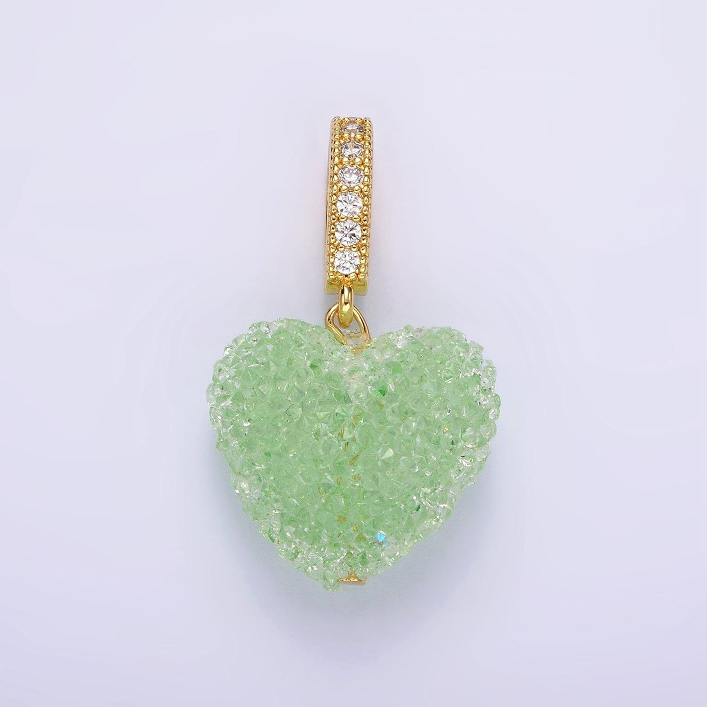 Dainty pink green purple candy gummy hearts charm puffy heart colorful pendant with cz bail for necklace bracelet component n1977