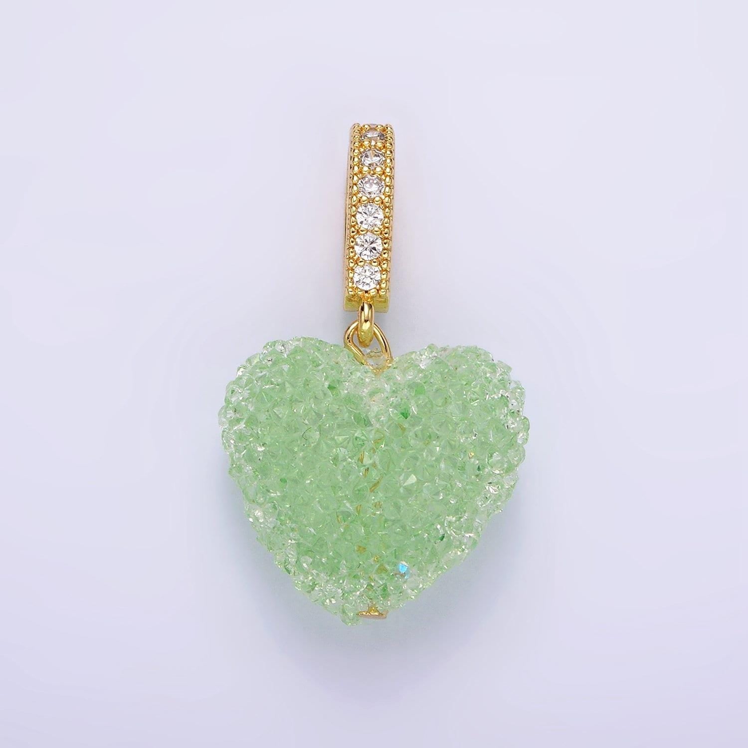 Dainty pink green purple candy gummy hearts charm puffy heart colorful pendant with cz bail for necklace bracelet component n1977
