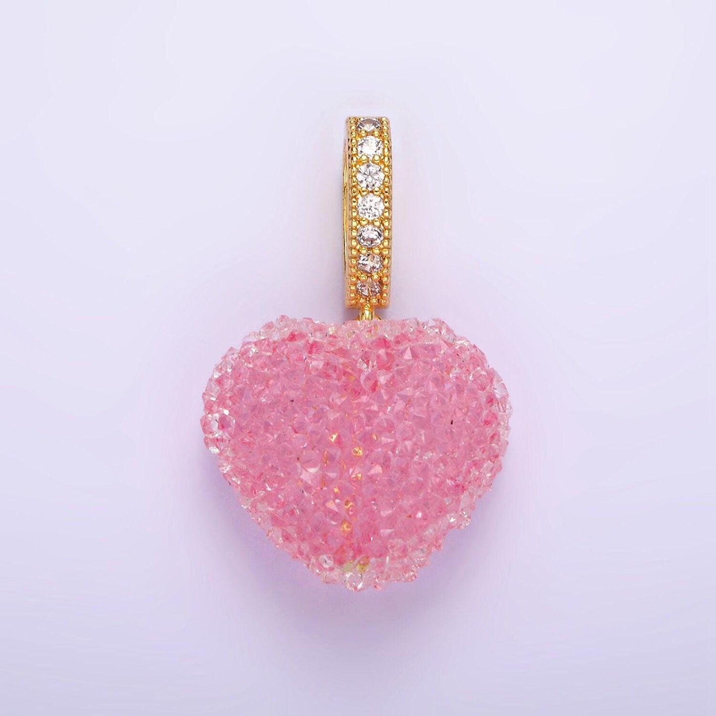 Dainty pink green purple candy gummy hearts charm puffy heart colorful pendant with cz bail for necklace bracelet component n1977