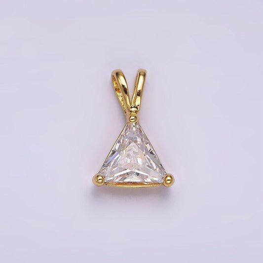 24k gold filled clear cz triangle double bail pendant | n1938