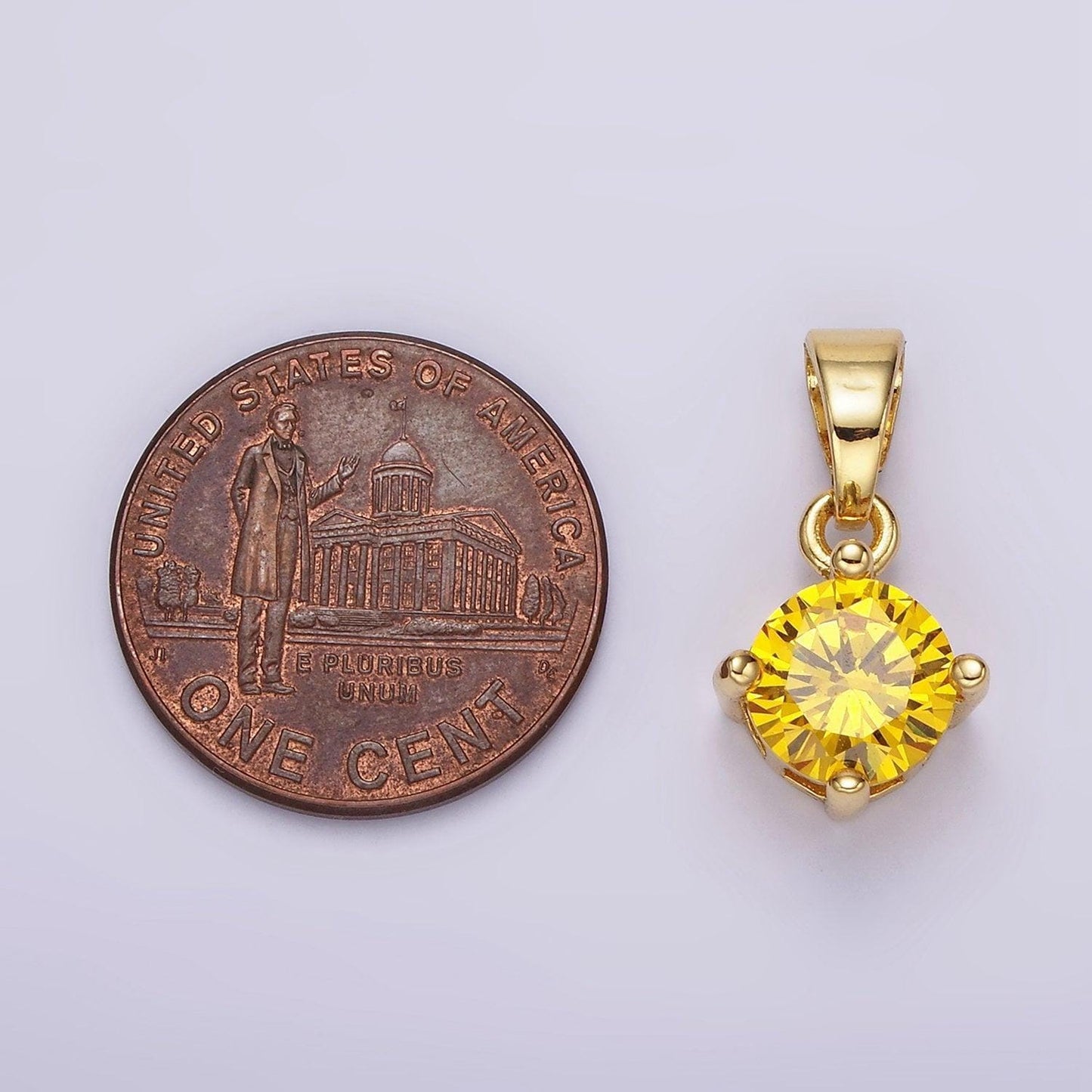 14k gold filled yellow round cz november birthstone solitaire pendant | n1936